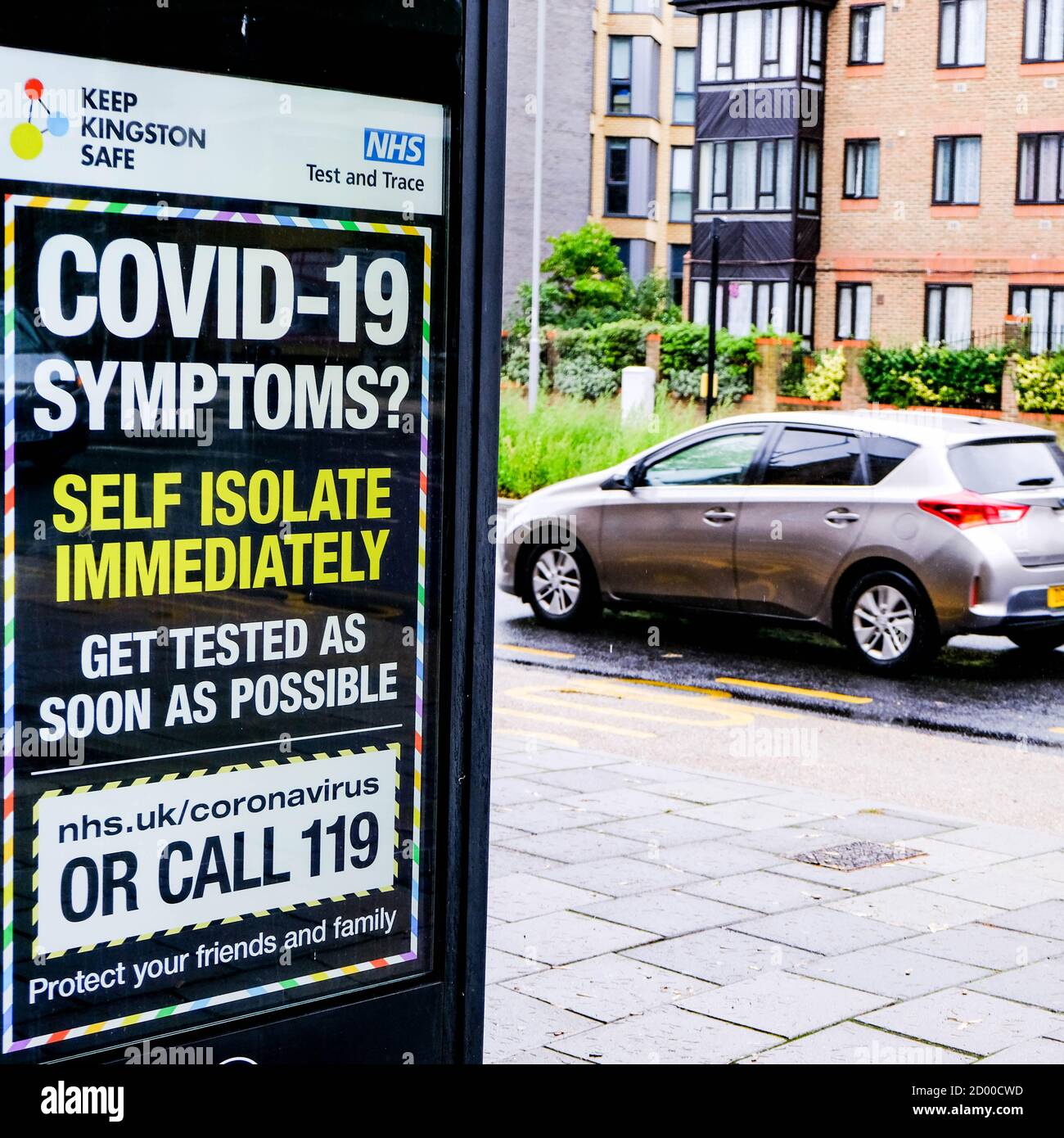 London UK, October 02 2020, NHS COVID-19 Public Health Advisory Notice To Get Tested To Control Coronavirus Stock Photo