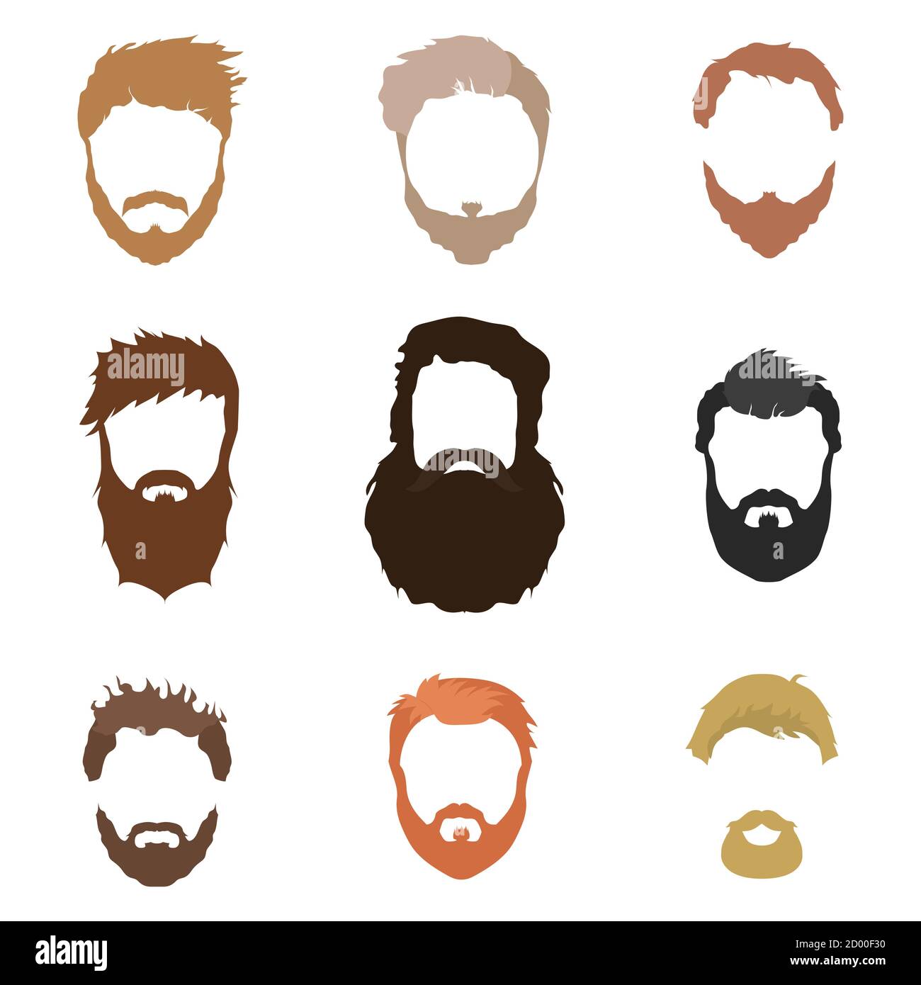 Fashionable men's hairstyle, beard, face, hair, cut-out masks Stock Vector  Image & Art - Alamy