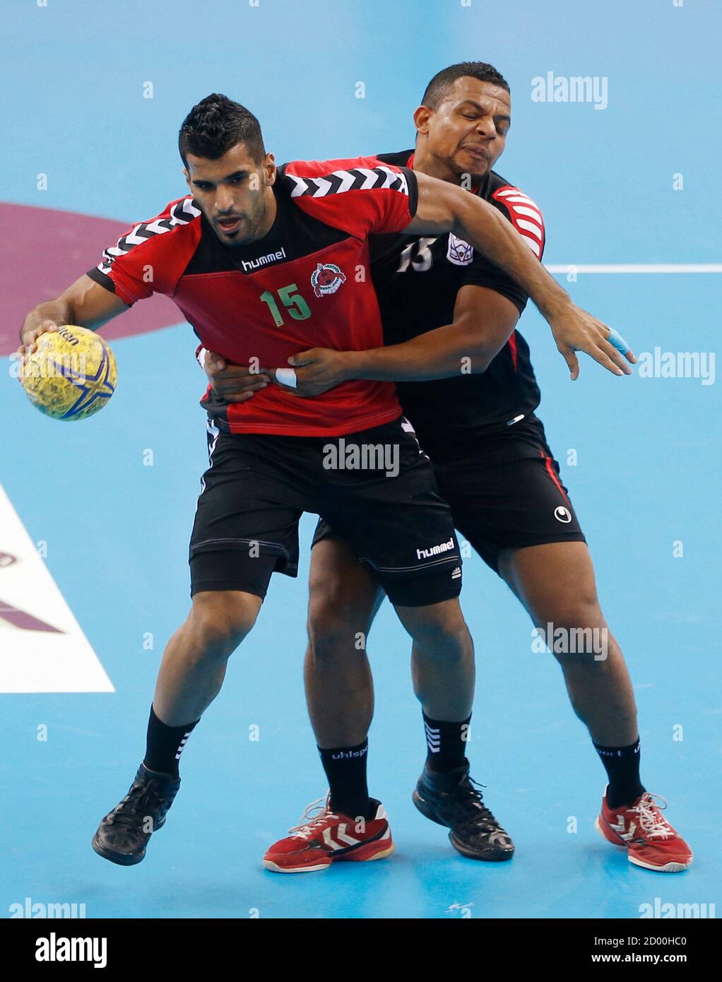 Hamad Al Hajri L Of Qatar S Al Rayyan Tries To Pass As Aiman Al Rasbi Of Oman S Muscat Challenges Him During The Asian Handball Club Championship In Doha November 3 2012 Reuters Fadi Al Assaad