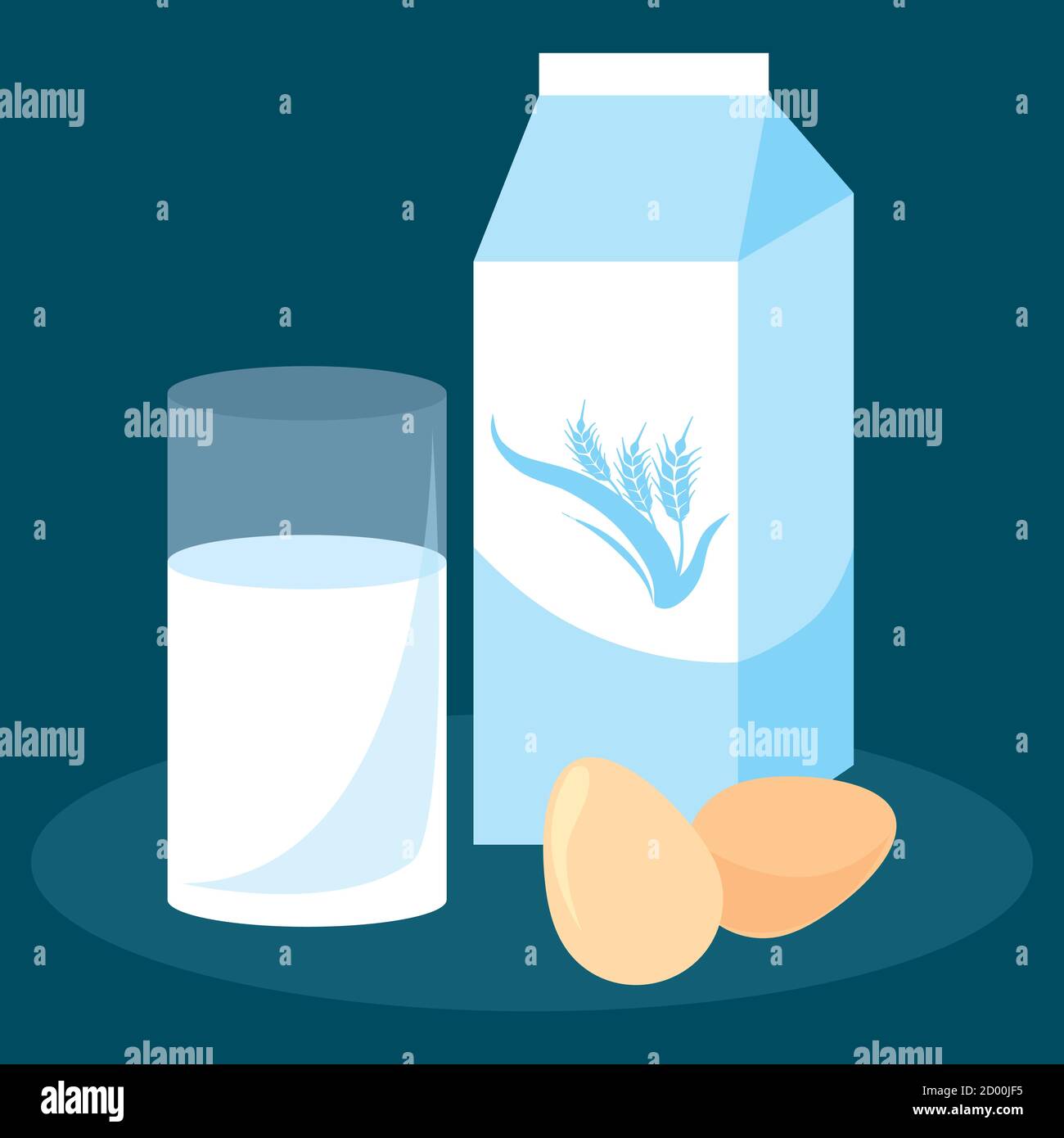 Cows, oat or coconut milk vector illustration on blue background Stock Vector