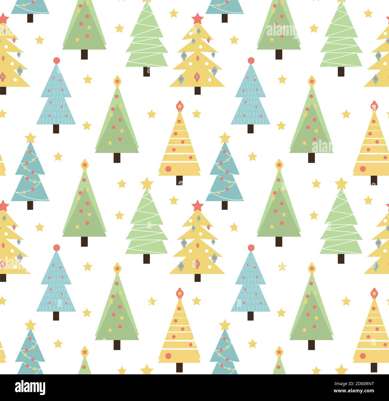 Merry christmas seamless pattern. Cute Christmas trees texture background. Vector illustration Stock Vector