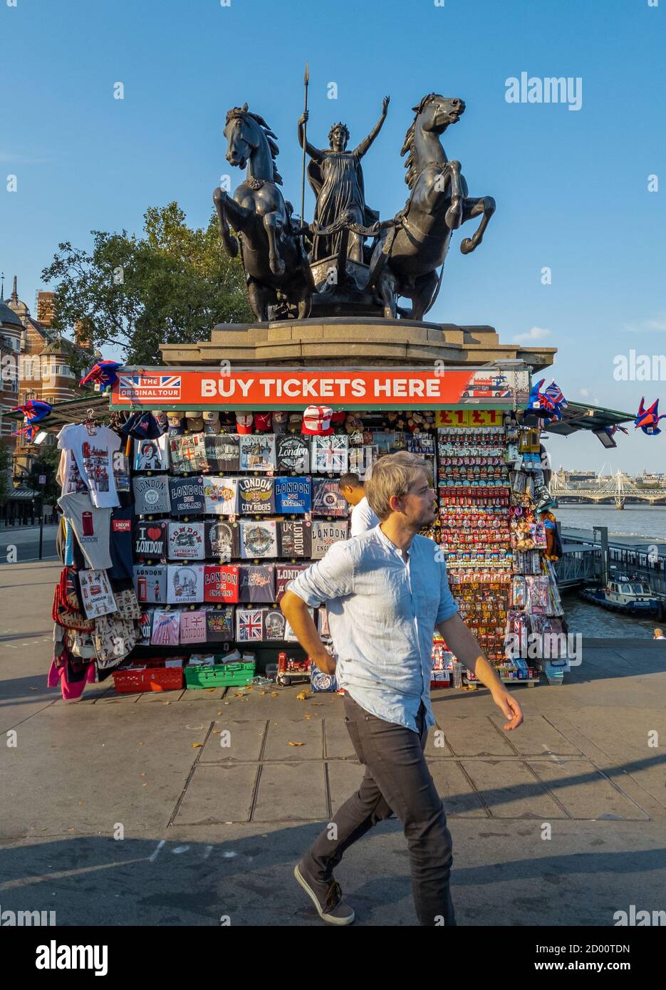 Street view of Westminster by the Thames river. Stock Photo