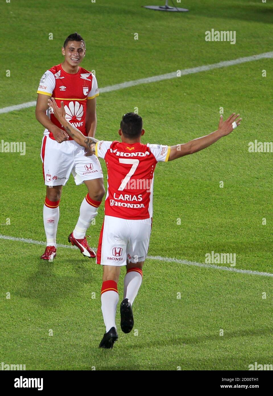 Juan David Roa L Of Colombia S Santa Fe Celebrates With Teammate Luis Carlos Arias After Scoring A Goal Against Mexico S Atlas During Their Copa Libertadores Soccer Match In Bogota April 22 15 Juan David Roa L Of Colombia S Santa Fe Celebrates With Teammate Luis Carlos Arias After Scoring A Goal Against Mexico S Atlas During Their Copa Libertadores Soccer Match In Bogota April 22 15