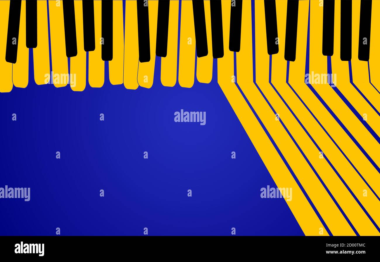 abstract Music background. Yellow piano keys on blue background