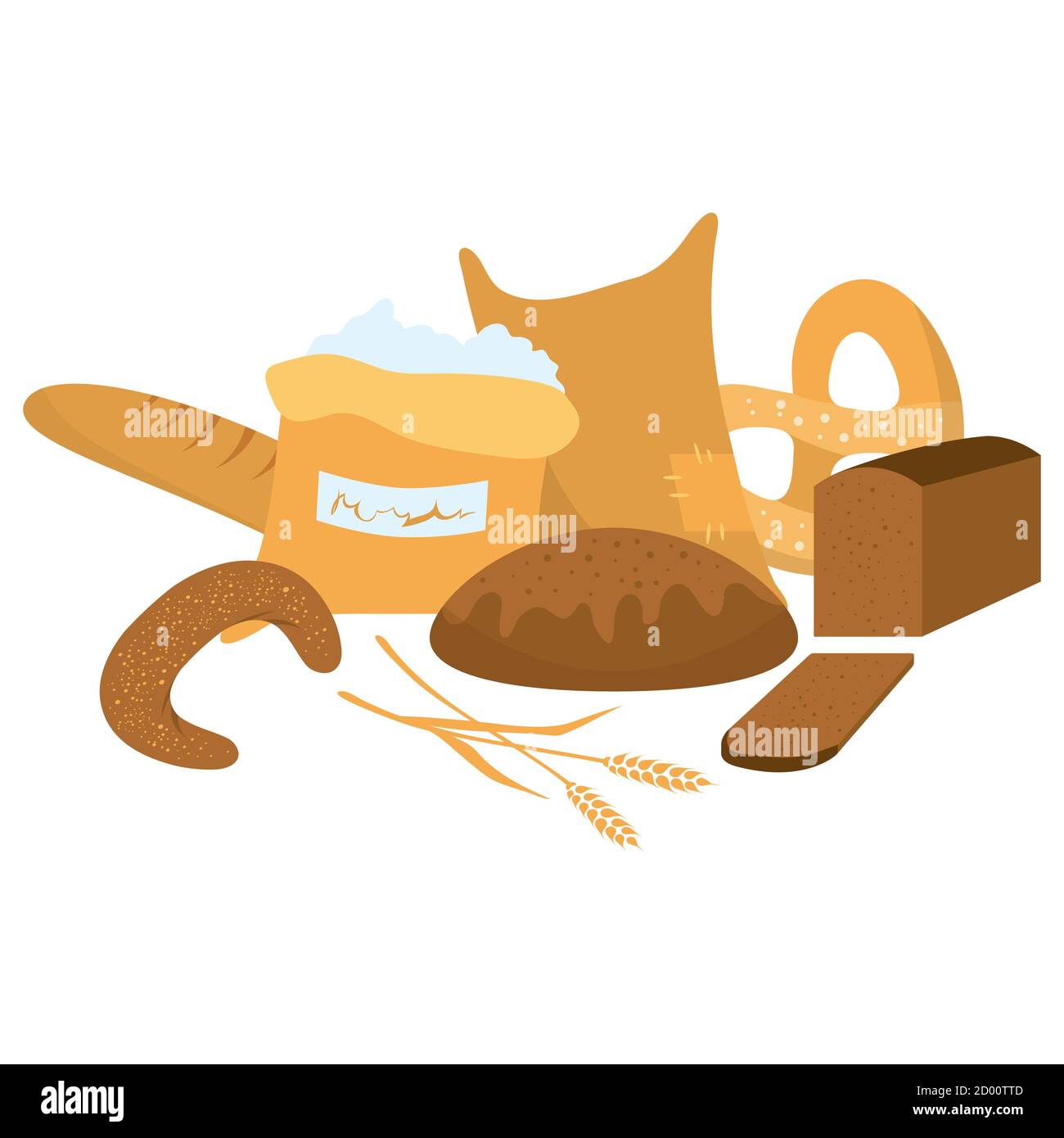 Bread. Isolated on white background, vector illustration. Stock Vector
