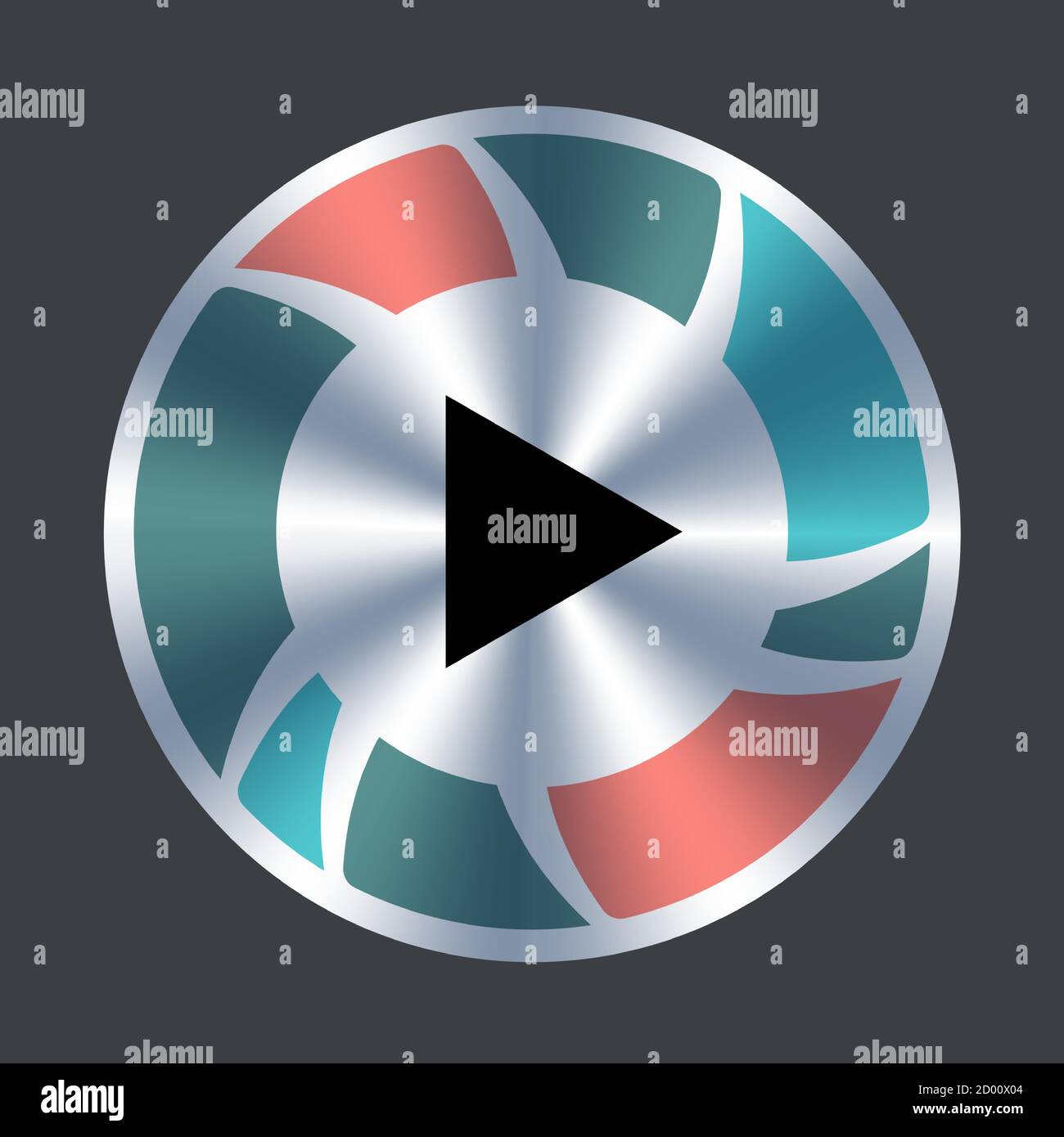 Play web button. Vector metallic and color button play design. Stock Vector