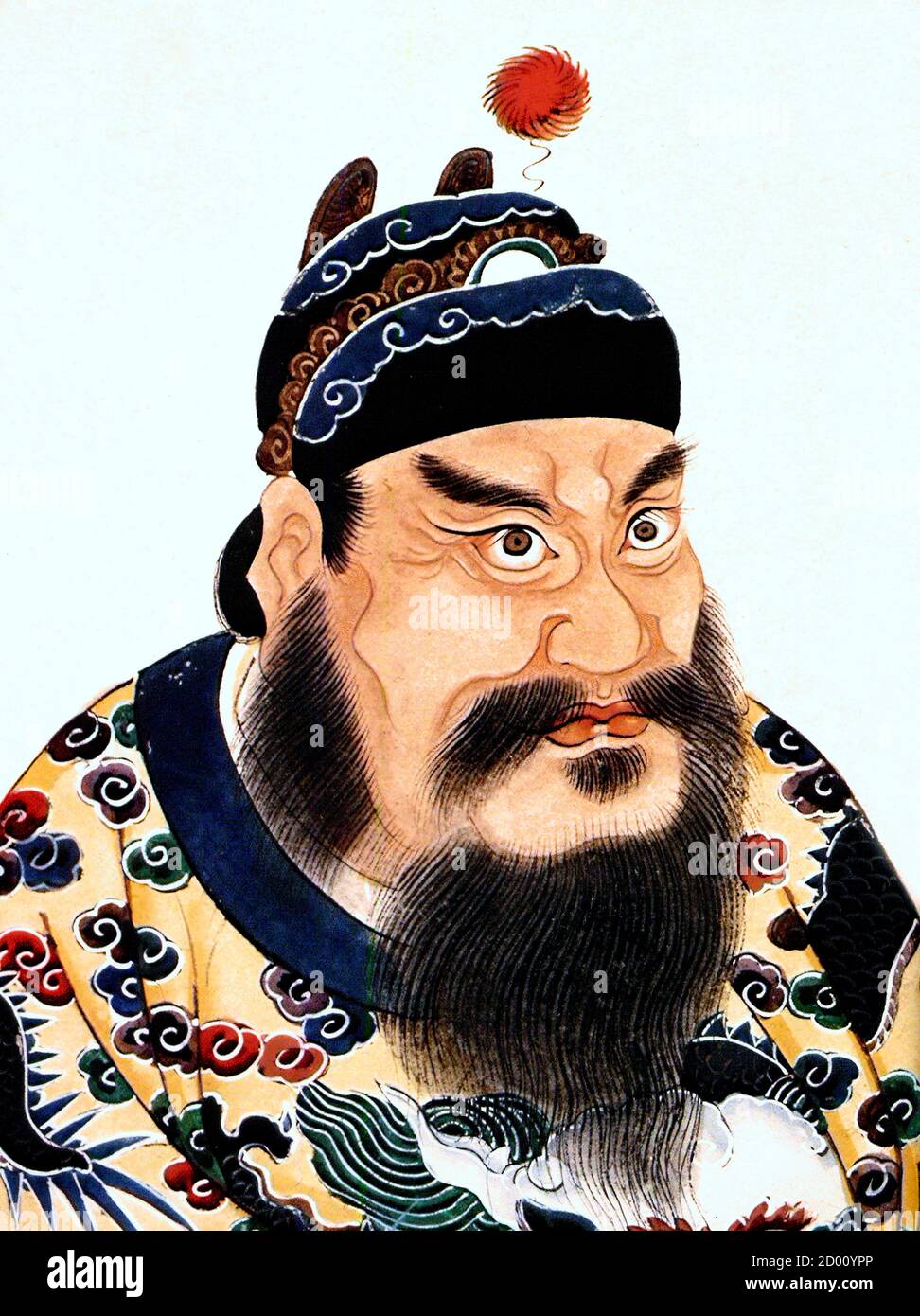 Qin Shi Huang (259 BC-210 BC). Portrait of the founder of the Qin dynasty and the first emperor of a unified China, anonymous artist of the Qing dynasty, 18th century Stock Photo