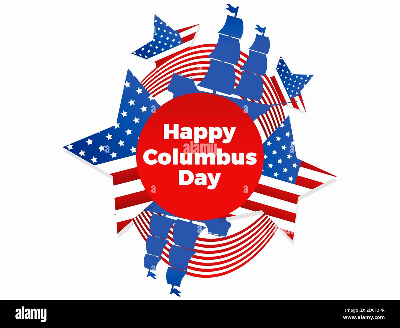 Happy Columbus Day. Discoverer of America. Sailing ship and the