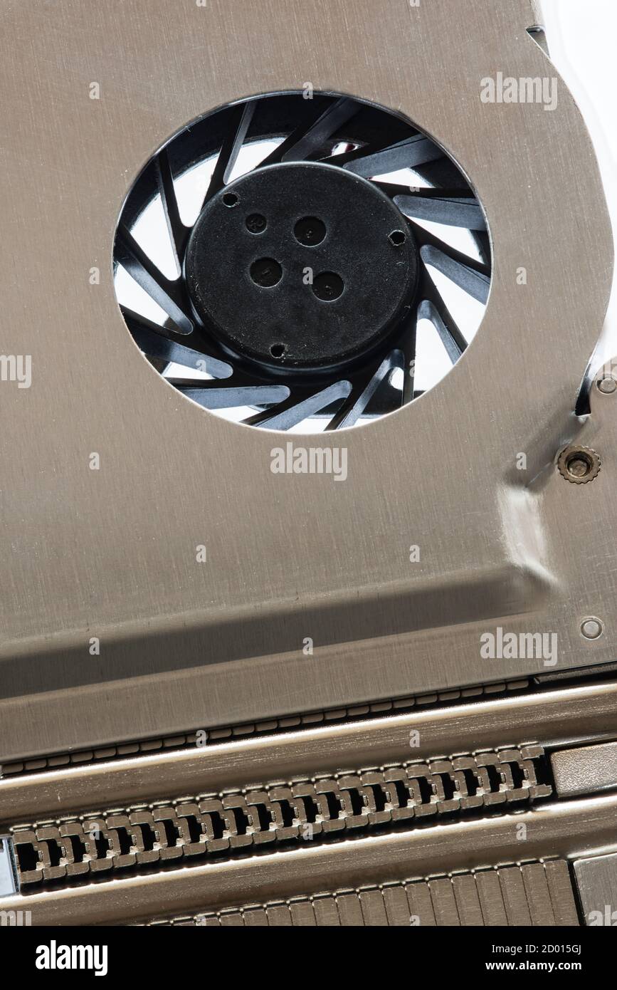 Detail of metal and plastic fan cooling system for computers Stock Photo