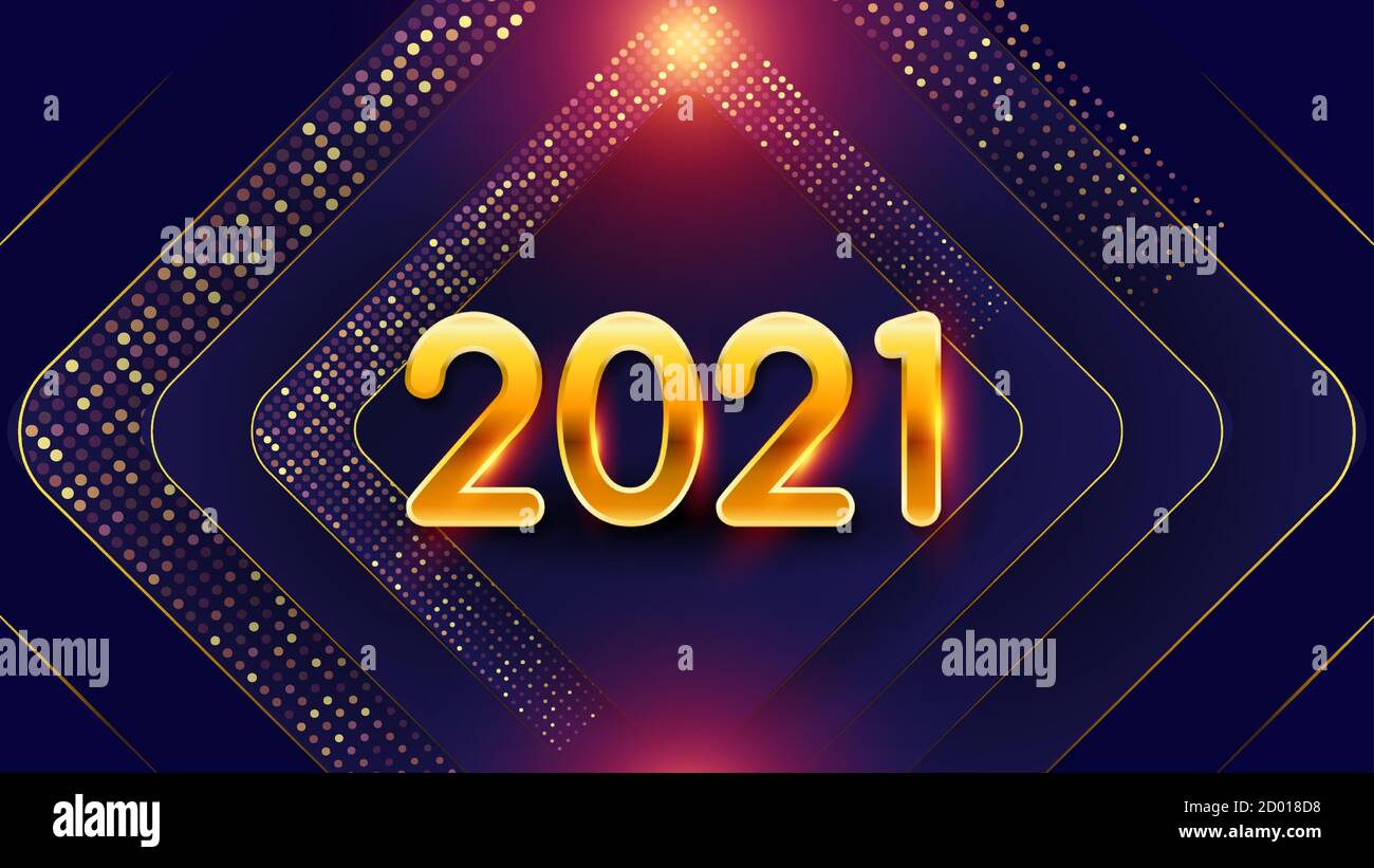 New Years holiday background 2021. Festive geometric purple vector