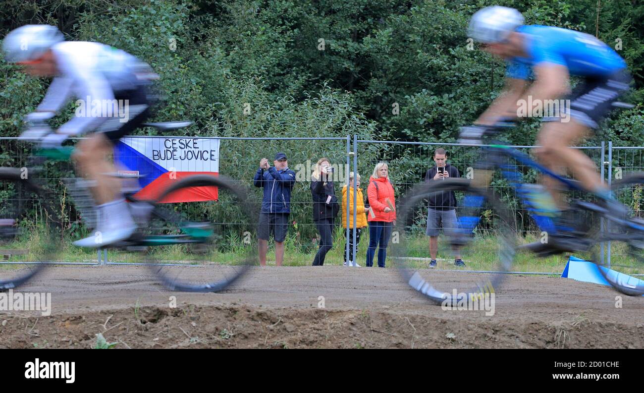 Cyclists compete in men's shorttrack during Mountain Bike World Cup cross-country event in Nove Mesto na Morave, Czech Republic, on October 2, 2020. (CTK Photo/Libor Plihal) Stock Photo