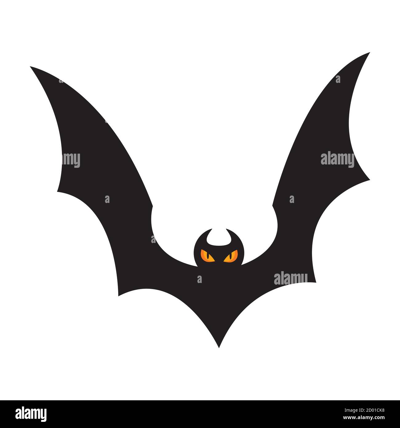 Vector silhouette bat on an isolated white background. Stock Vector