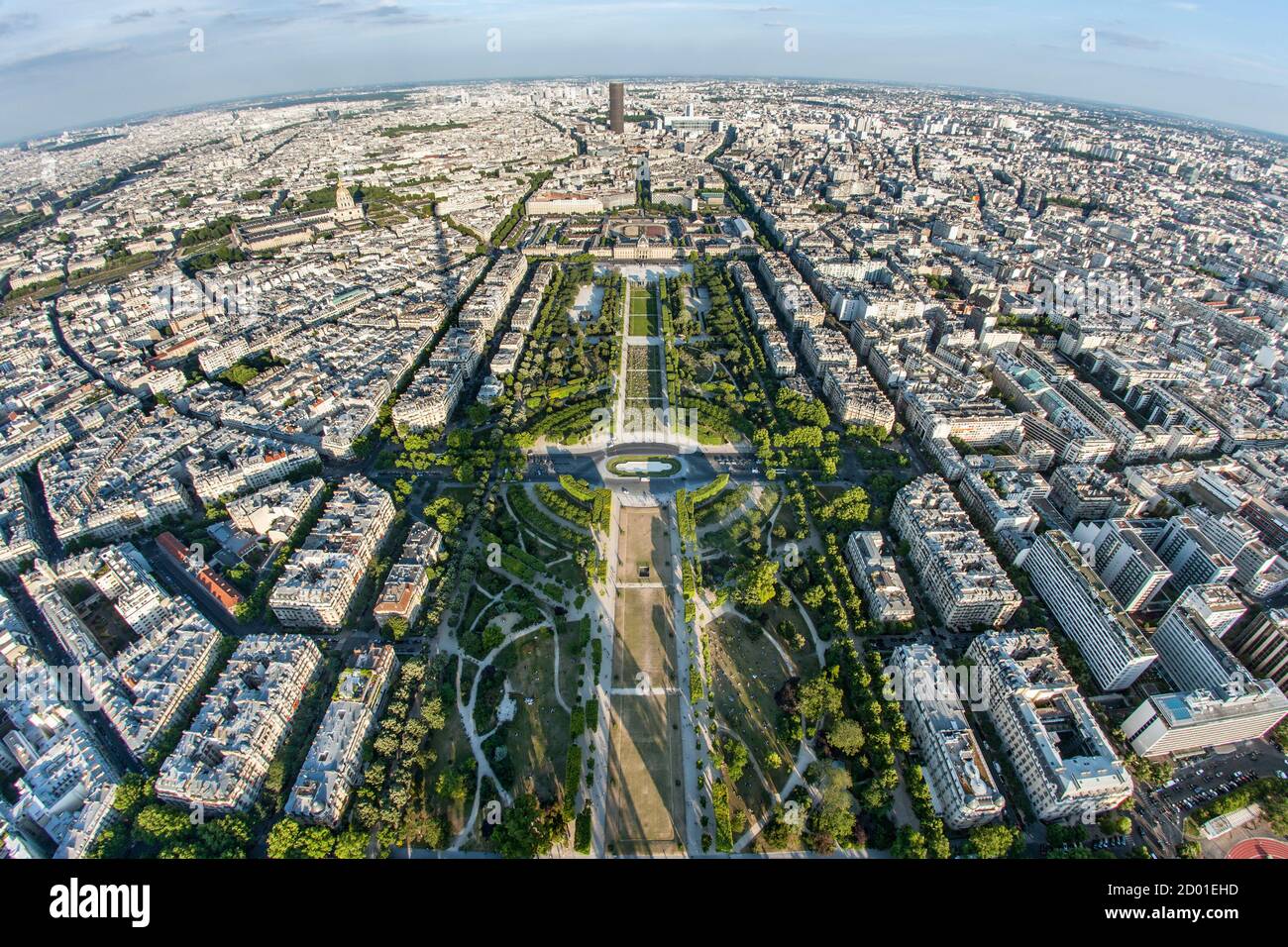 View across Paris from the top of the Eiffel Tower. Stock Photo