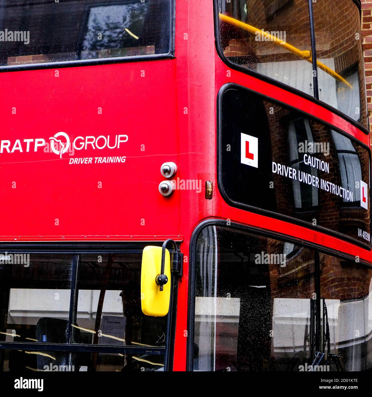 London UK, October 02 2020, Traditional Red London Bus Used For New Driver Training In A Local Recruitment Employment Drive Stock Photo