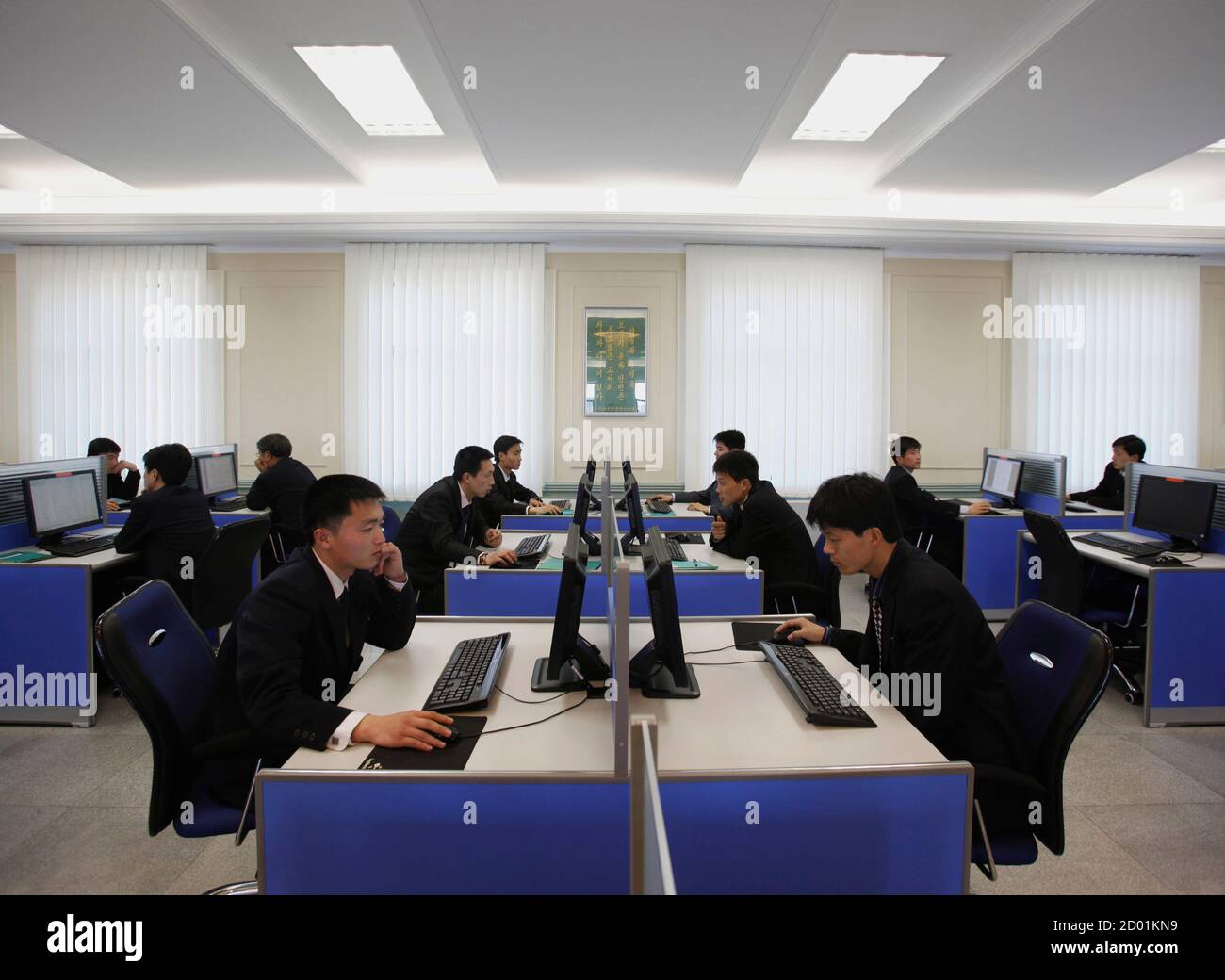 Students Study In A Library At Kim Il Sung University In Pyongyang April 11 2012 Reuters Bobby Yip North Korea Tags Education Society Stock Photo Alamy