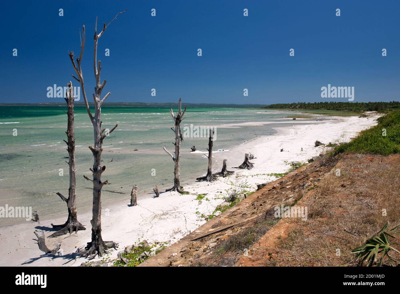 View along the Indian Ocean coast near Inharrime in southern Mozambique. Stock Photo