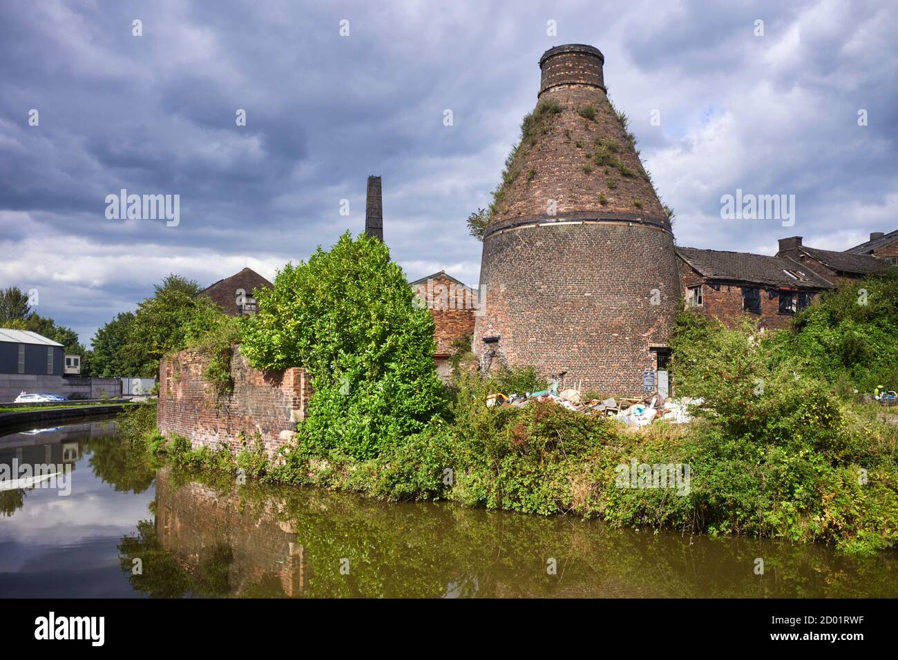 Abandoned and derelict pottery works with bottle kiln in the Middleport