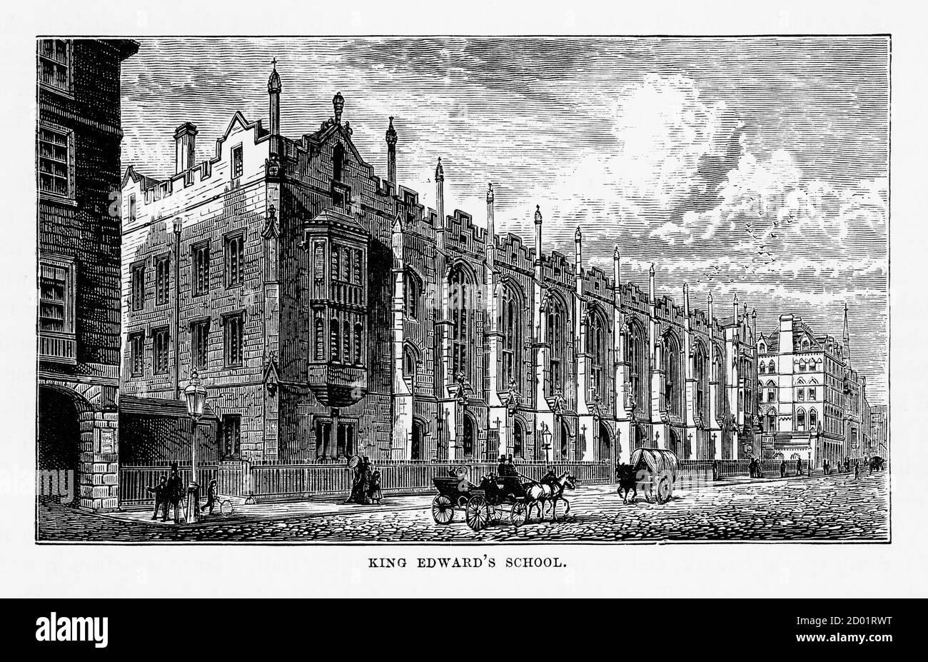 King Edward’s School, Birmingham, Midlands, England Victorian Engraving, 1840 Stock Photo