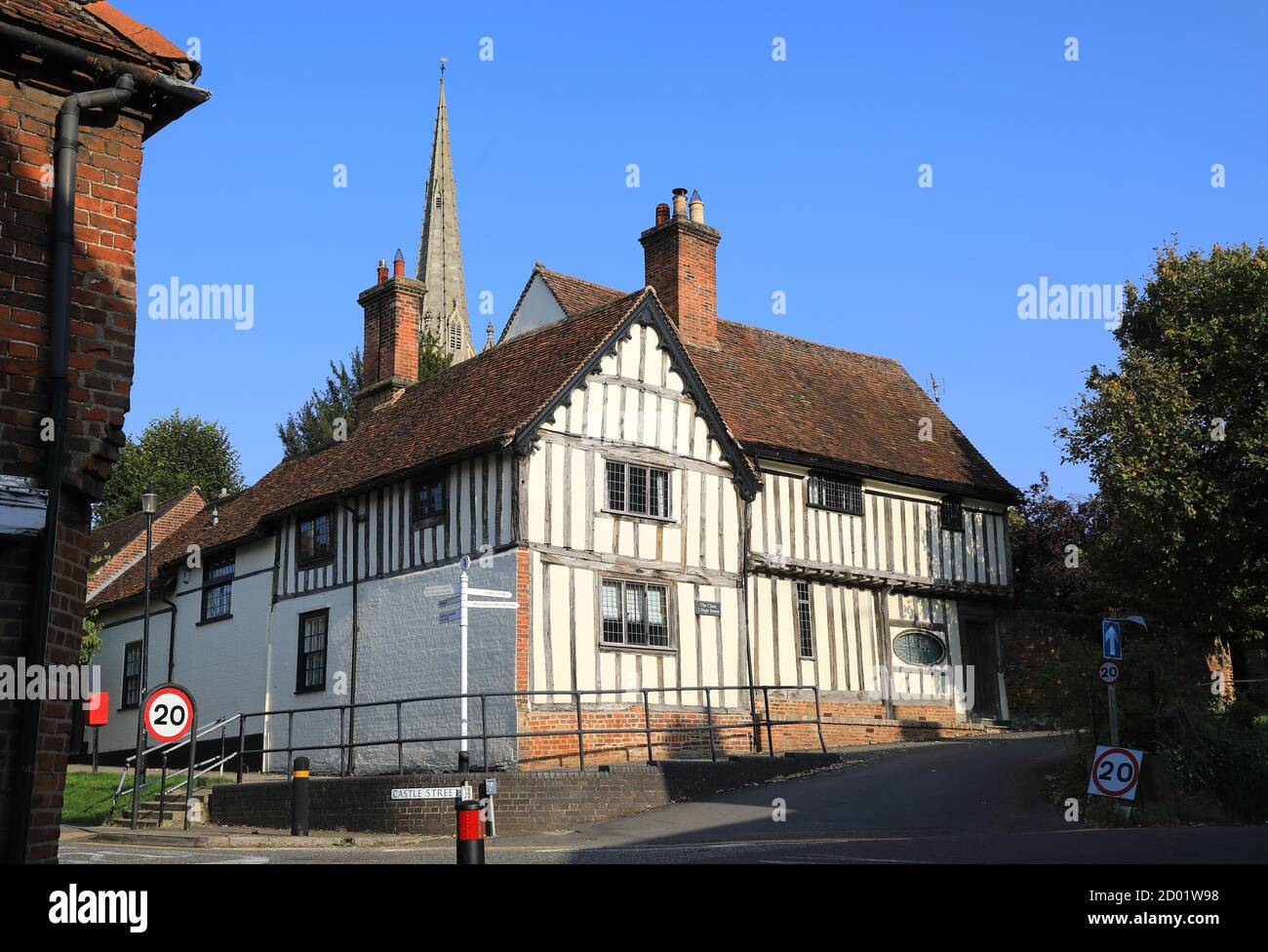 The historic High Street in pretty Essex town Saffron Walden, in England, UK Stock Photo