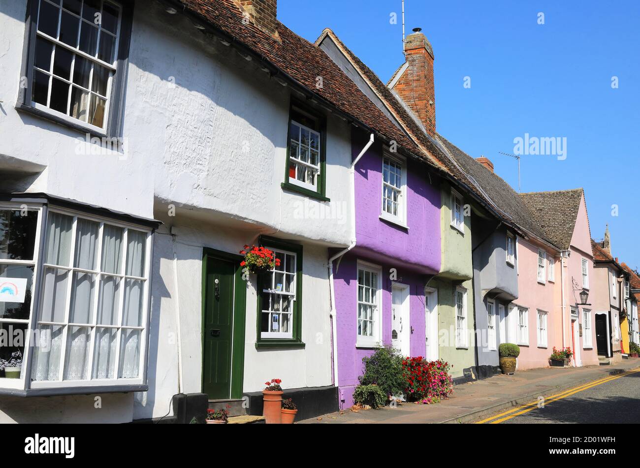 Pretty and historic Church Street in the Essex town of Saffron Walden