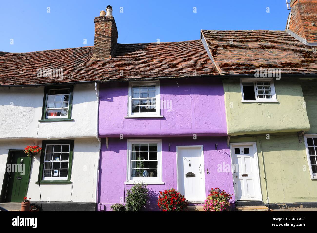 Pretty and historic Church Street in the Essex town of Saffron Walden
