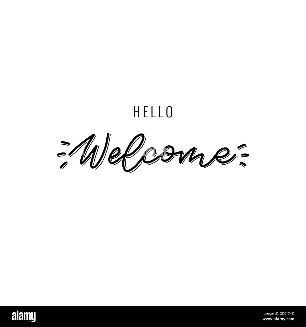 Hello lettering wrote by brush. Hello calligraphy Stock