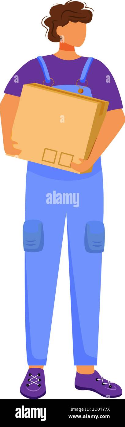 Post office male worker flat color vector illustration. Man distributes ...