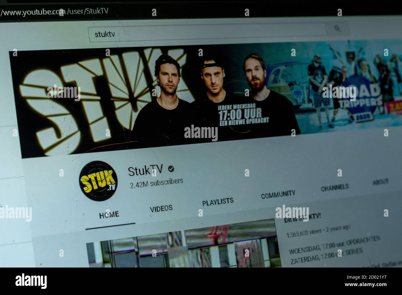 AMSTERDAM, THE NETHERLANDS, OCTOBER 2, 2020: The YouTube channel page of 'StukTV' Witch is a Famous Youtube Channel in the Netherlands Stock Photo