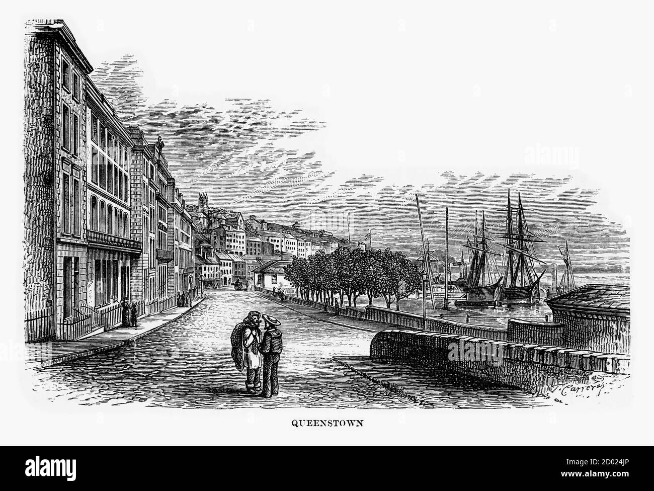 Queenstown, Cork, County Cork, Ireland Victorian Engraving, 1840 Stock Photo