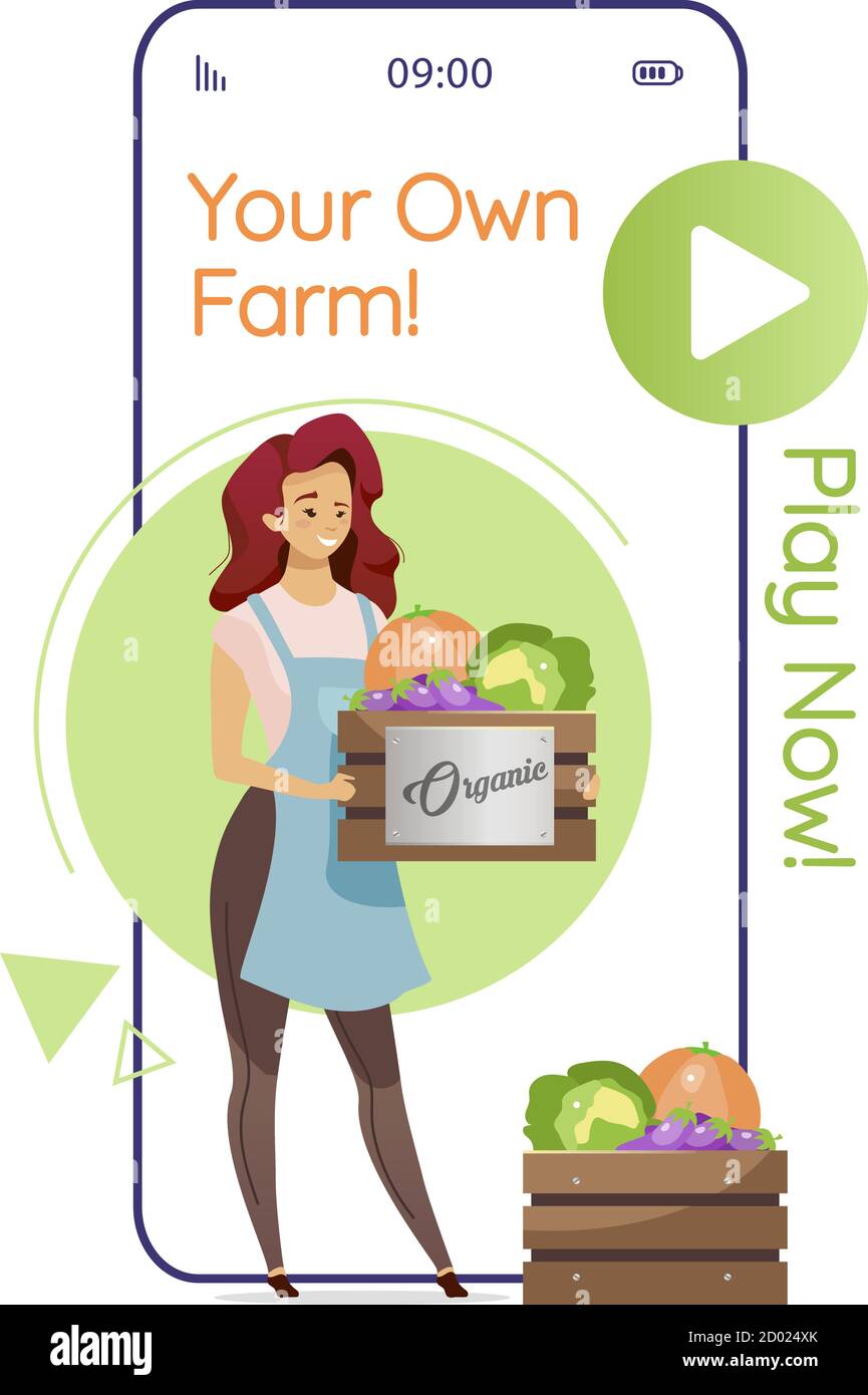 Your own farm cartoon smartphone vector app screen. Farming game. Woman with vegetables. Mobile phone displays with flat character design mockup Stock Vector Image & Art - Alamy Your own farm cartoon smartphone vector app screen. Farming game. Woman with vegetables. Mobile phone displays with flat character design mockup Stock Vector Image & Art - Alamy