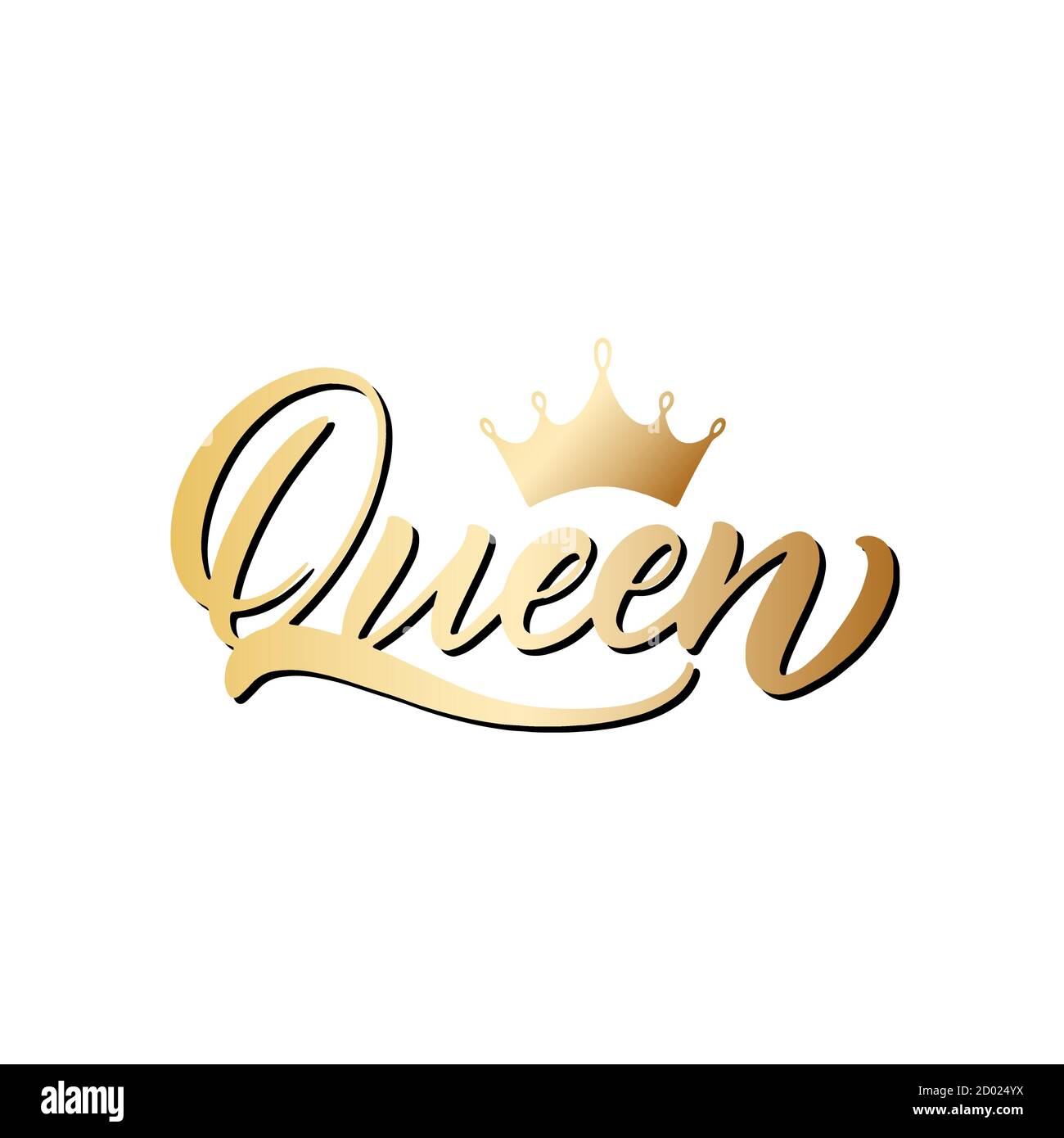 gold Trendy crown - with Alamy Art Vector lettering Queen Image for image & print Stock