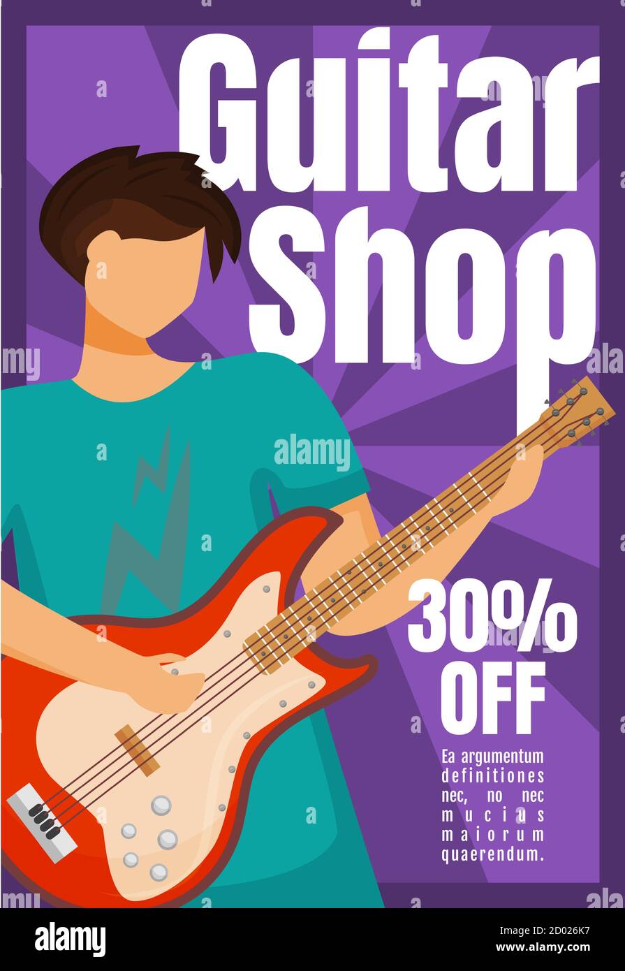 Guitar shop brochure template. Musical instrument store. Flyer, booklet ...