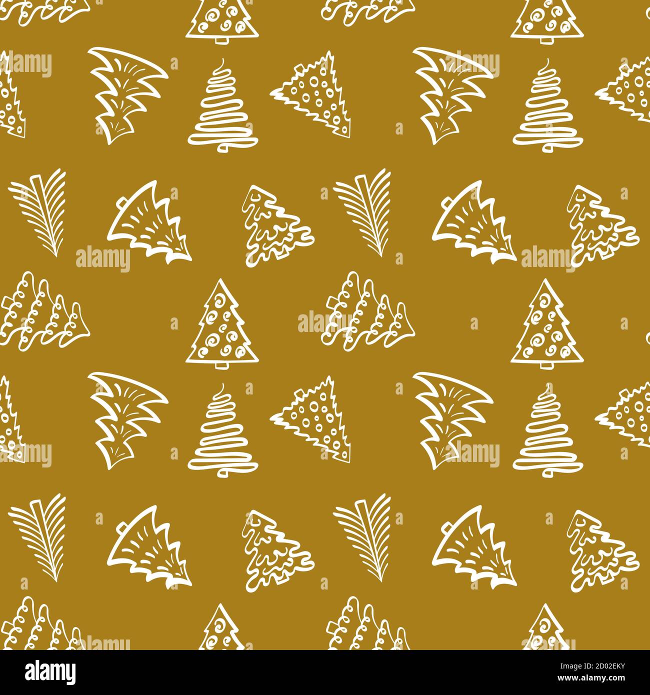 Winter seamless pattern with christmas trees on golden background ...