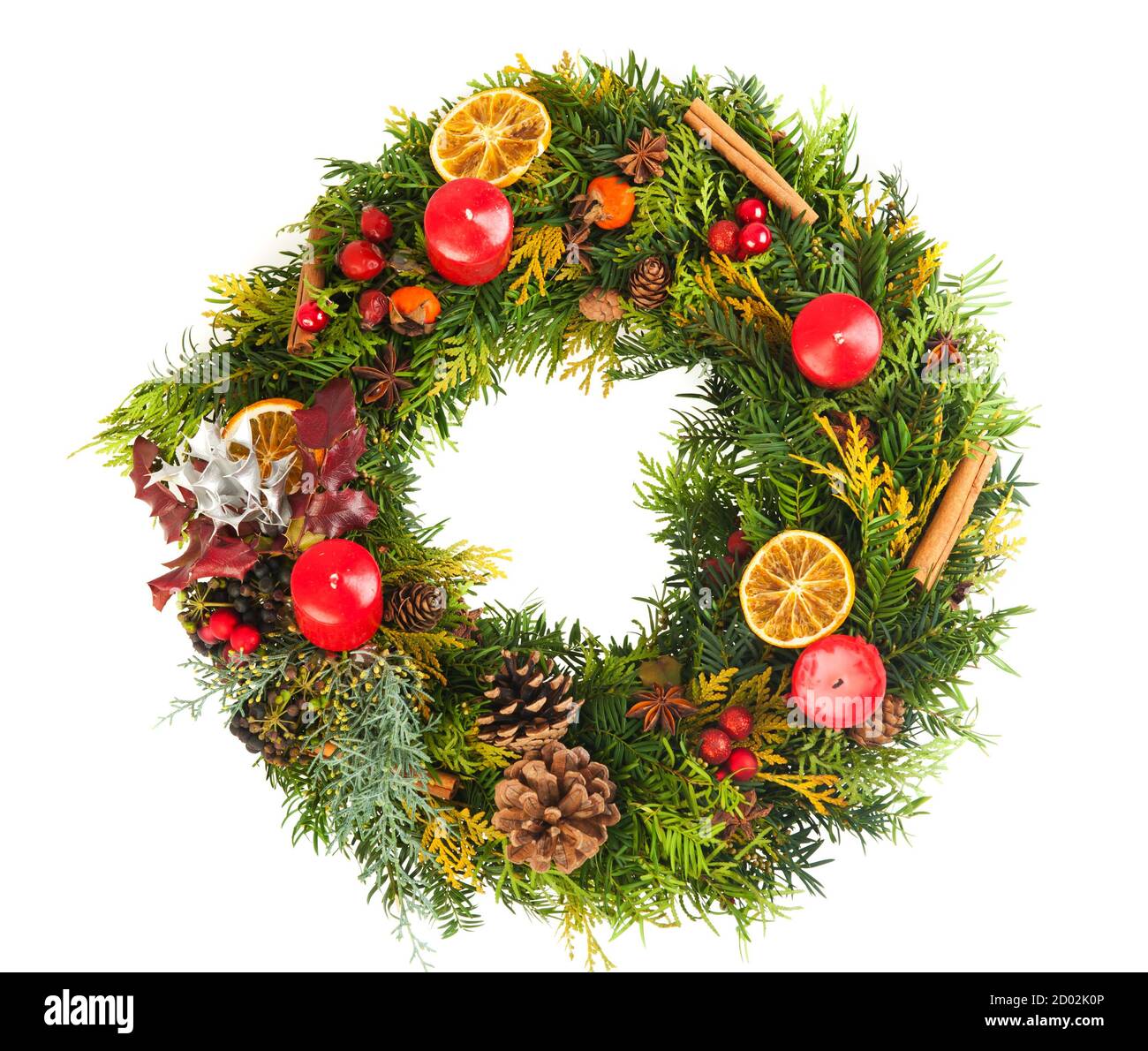 Christmas wreath isolated on a white background Stock Photo - Alamy