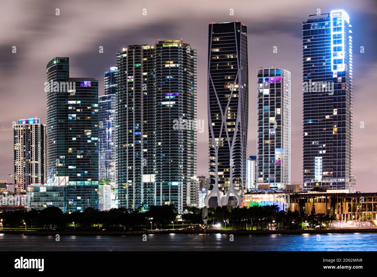 Miami City Skyline viewed from Biscayne Bay Stock Photo Alamy