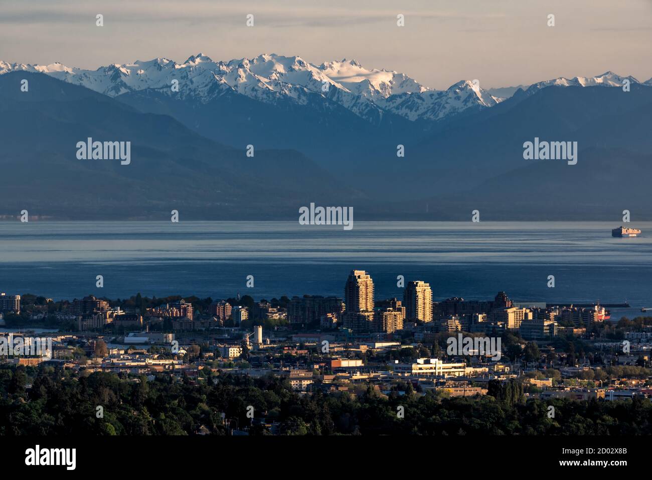 Olympic Mountains and Downtown Victoria from Mount Doug; Victoria