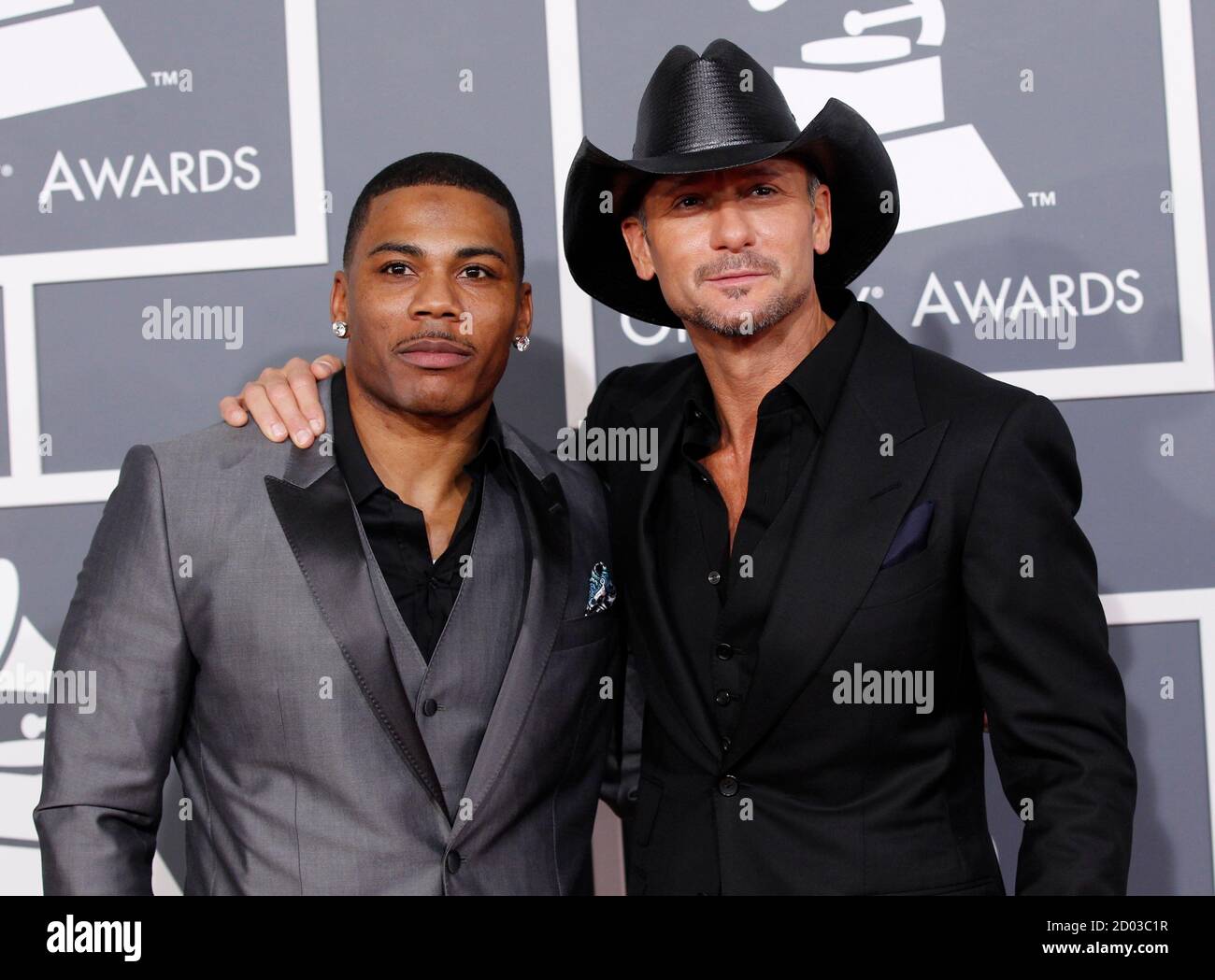 Rapper Nelly and country singer Tim McGraw arrive at 55th annual Grammy in Los Angeles, California February 10, REUTERS/Mario (UNITED STATES - Tags: ENTERTAINMENT) (GRAMMYS-ARRIVALS Stock Photo - Alamy