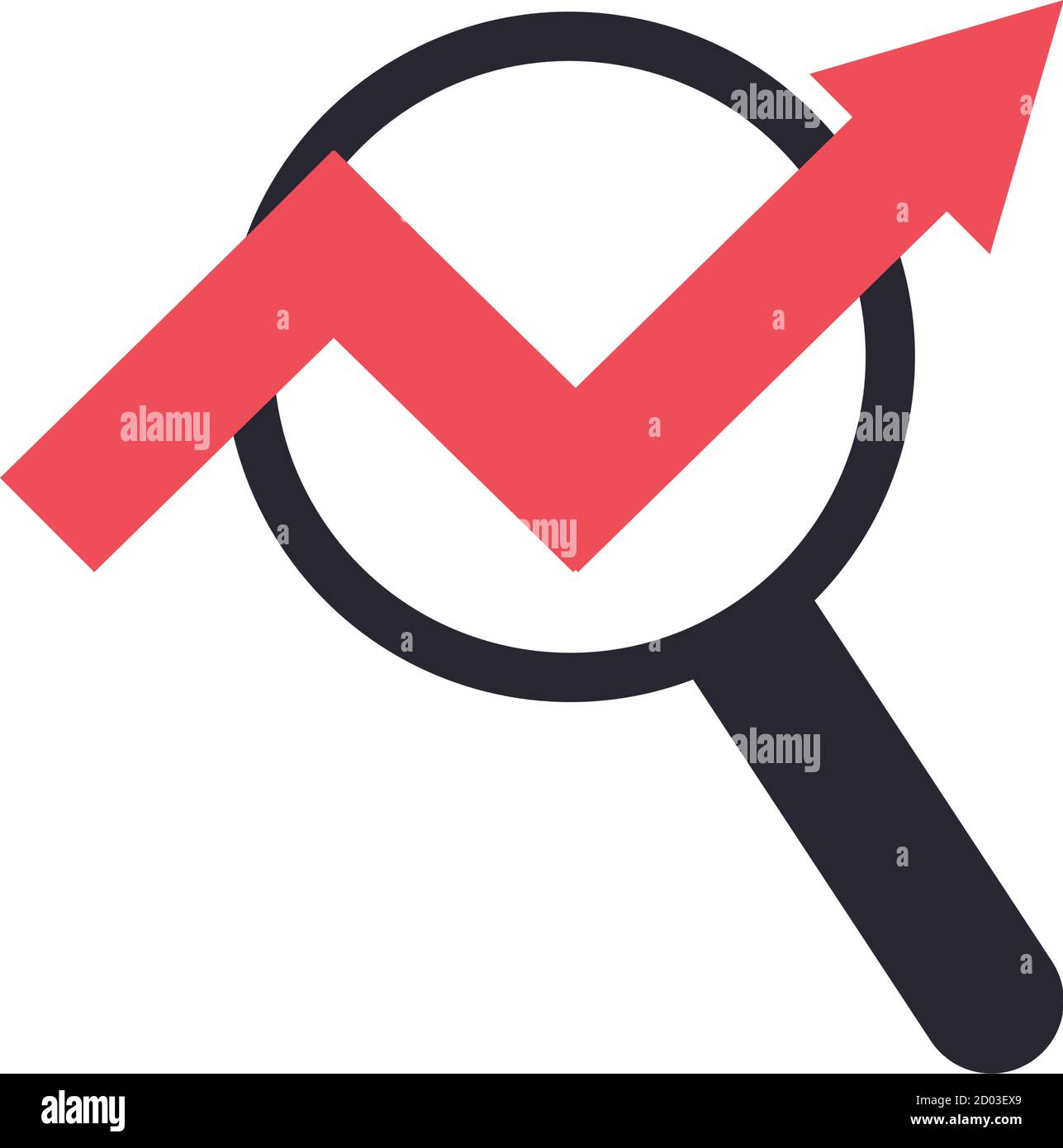 increase arrow chart on lupe line and fill style icon design, Data ...
