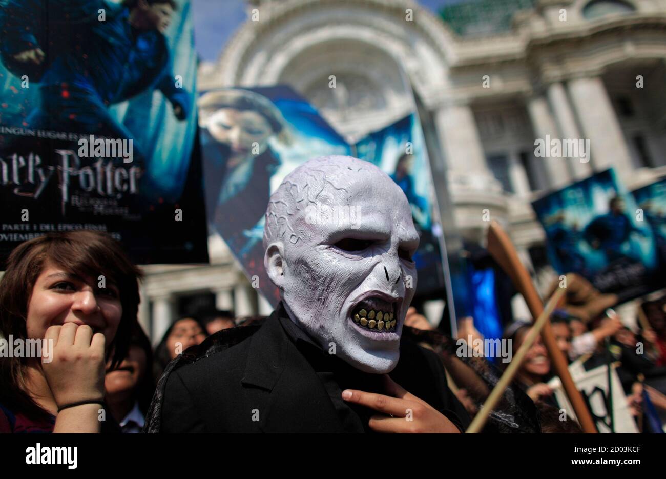 A Mexican Dressed As Voldemort A Character In The Harry Potter Books And Movies Gathers With Other Fans In Front Of Bellas Artes Palace To Promote The Launch Of The Harry Potter