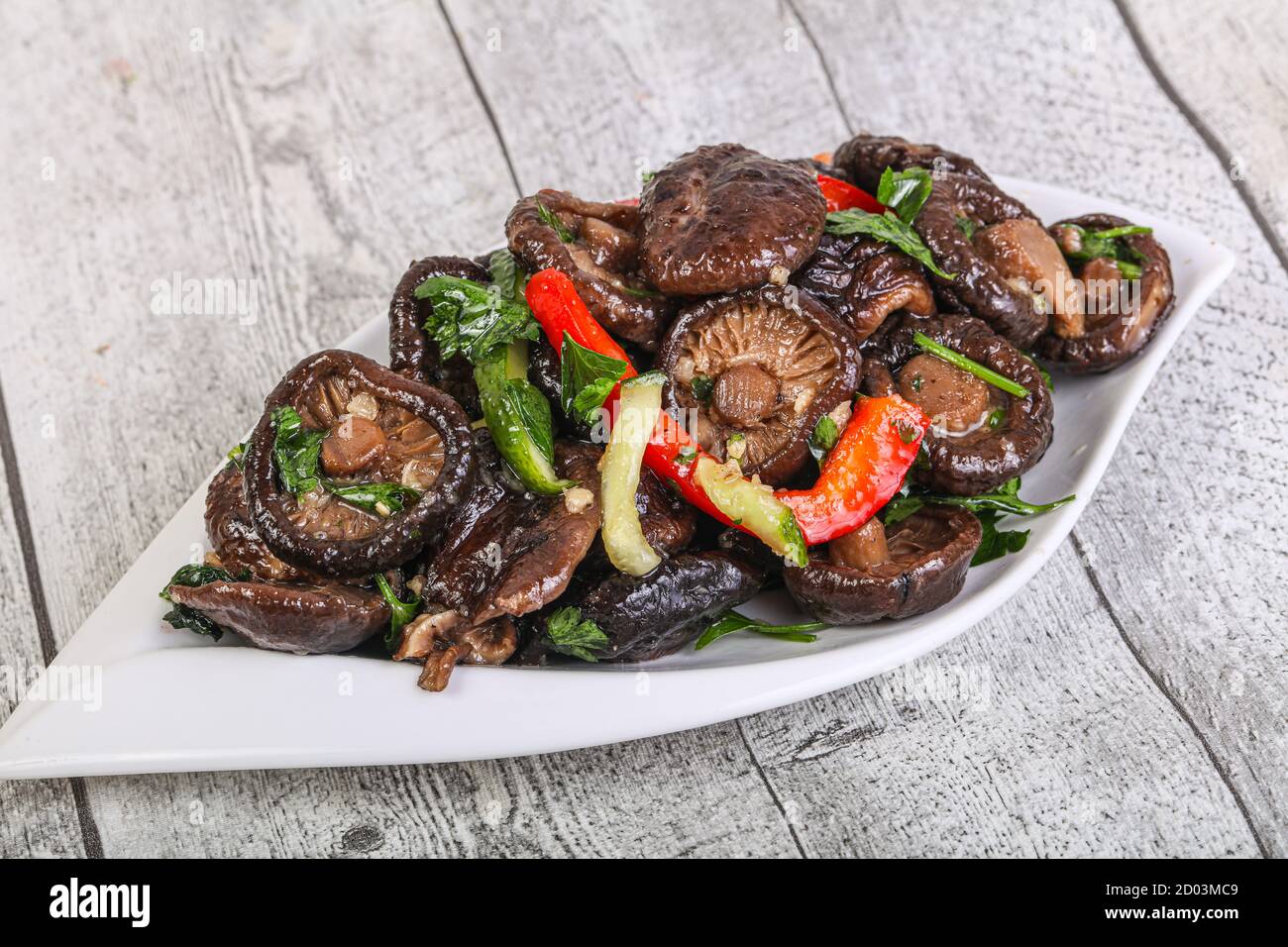 Marinated shiitake mushrooms with herbs and spices Stock Photo Alamy