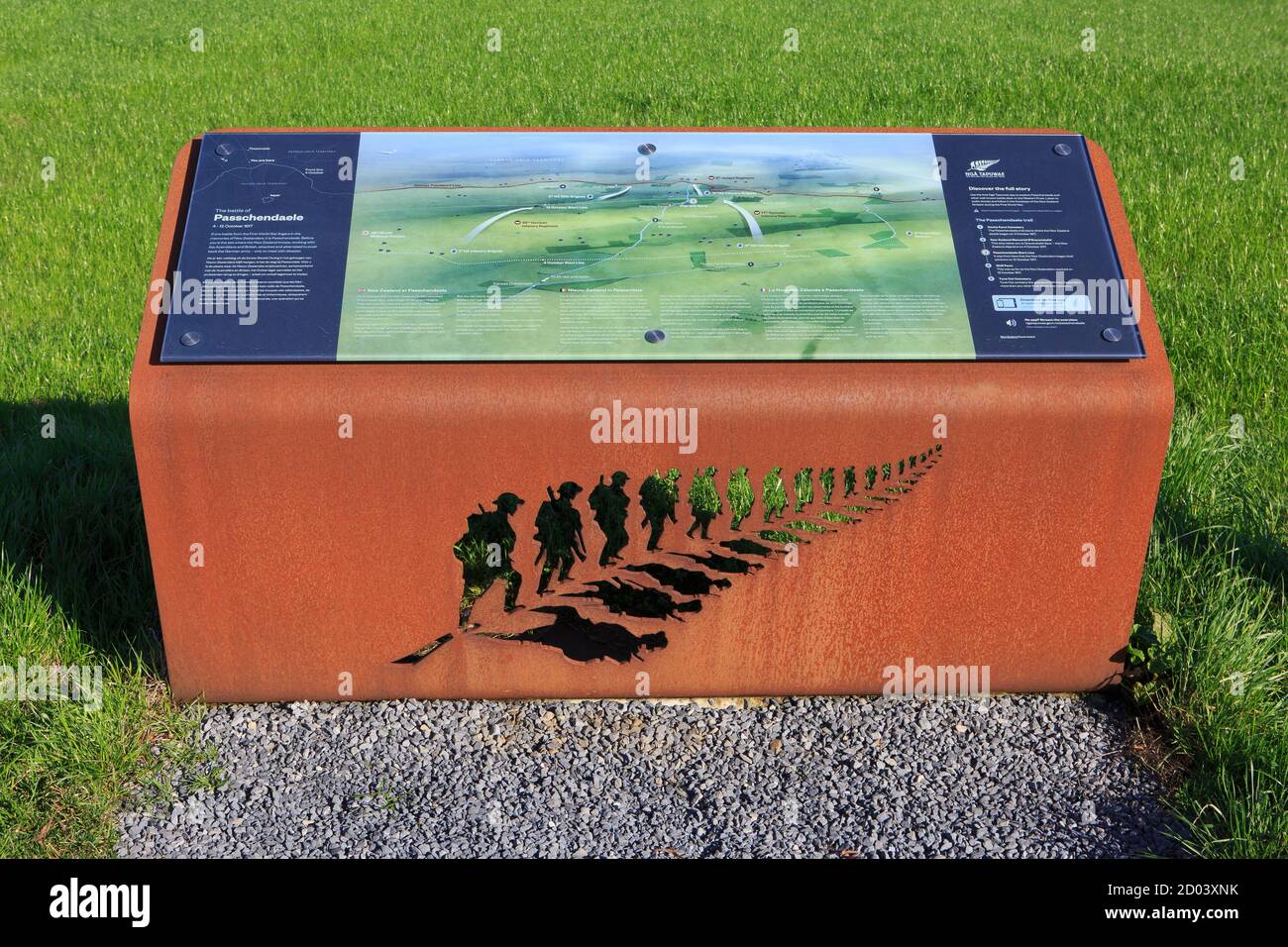 The New Zealand Perspective of the Battle of Passchendaele Memorial in Zonnebeke, Belgium Stock Photo