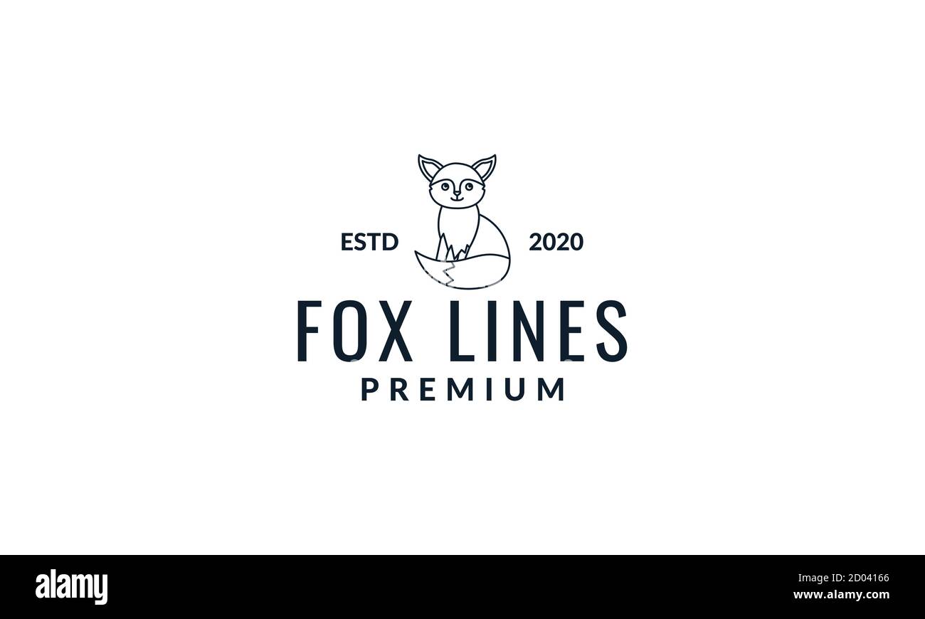 fox  side cute  cartoon line logo icon vector illustration Stock Vector