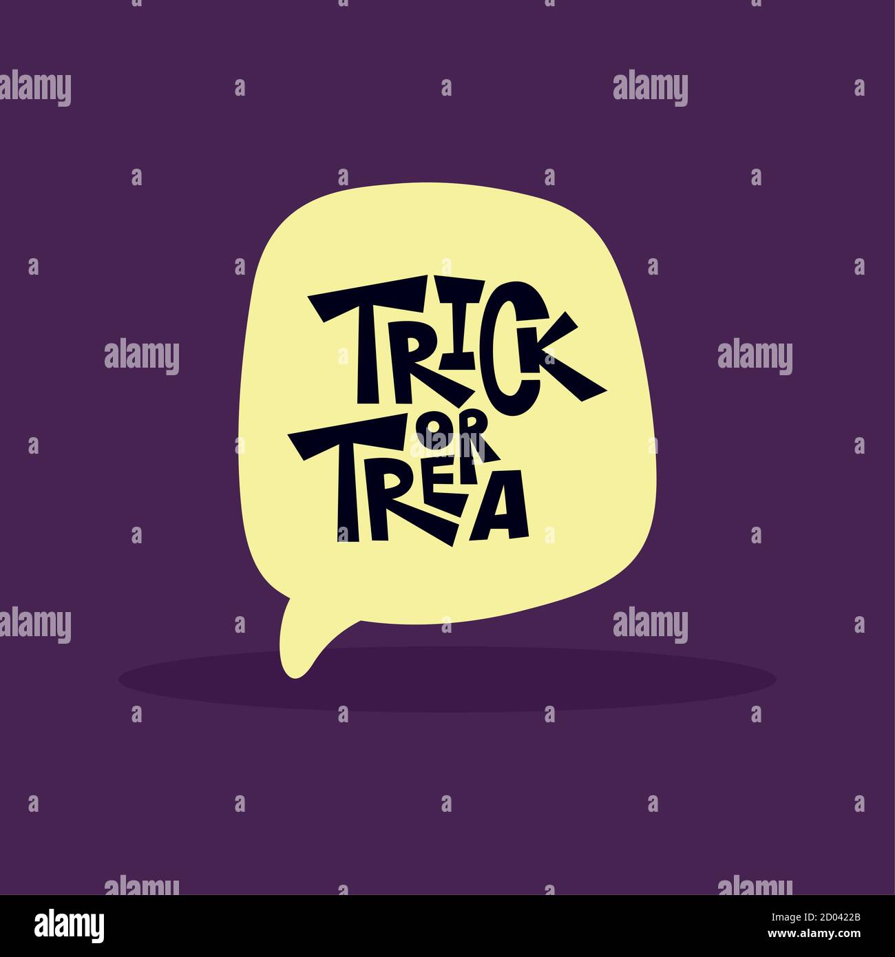 Comic bubble chat with trick or treat message. Halloween icon - Vector Stock Vector