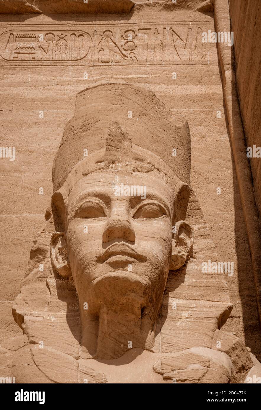 Giant Stone Statues at Temple of Kom Ombo near Luxor, Egypt Stock Photo
