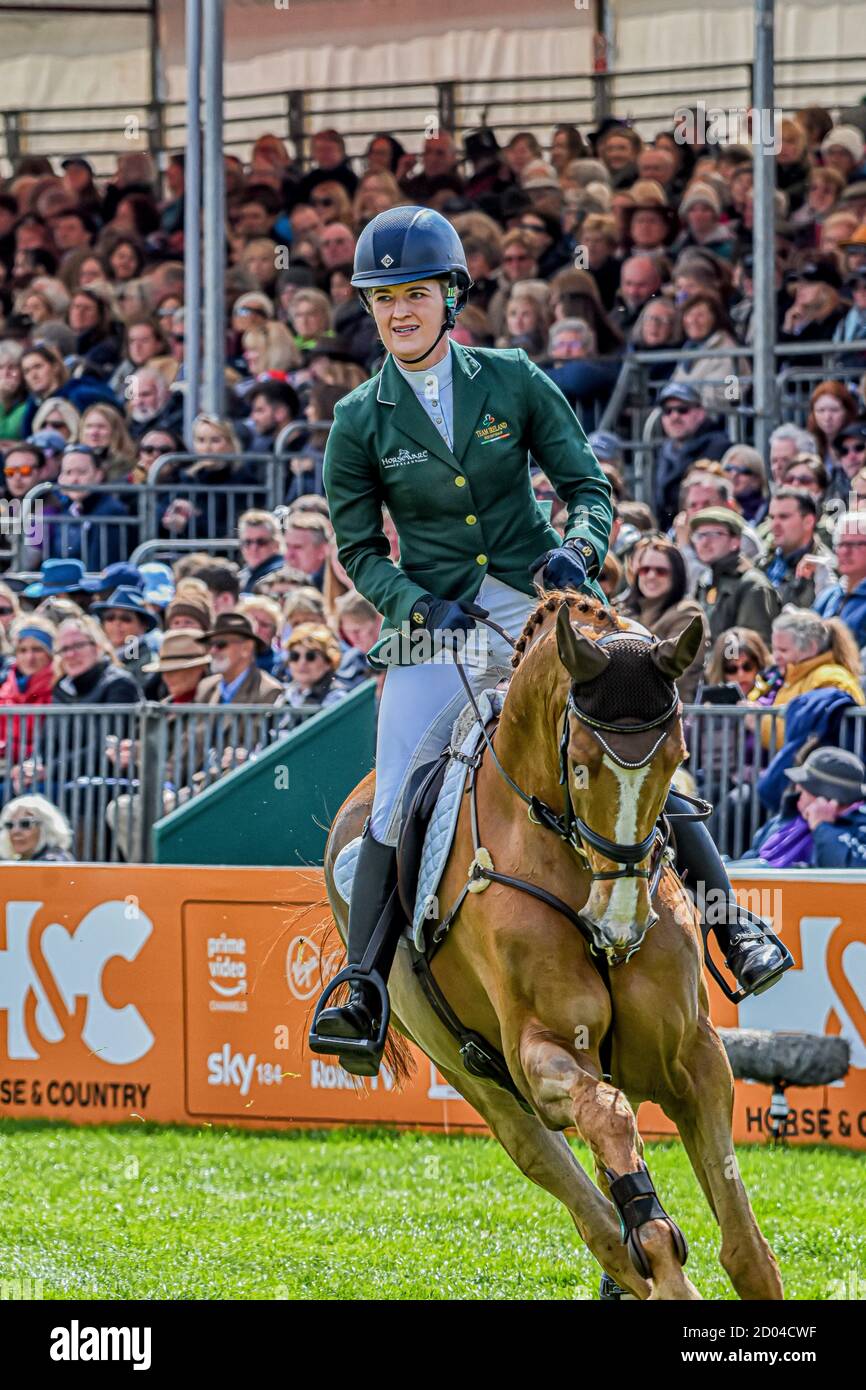 Clare Abbot Badminton Horse Trials Gloucester England UK May 2019. Clare Abbot equestrian event representing Ireland riding Euro Prince in the Badmint Stock Photo