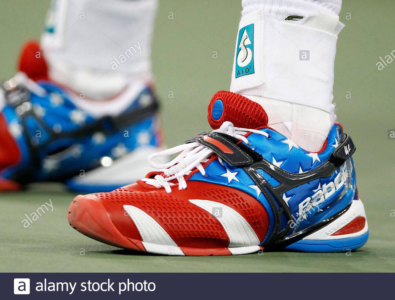 red white and blue tennis shoes