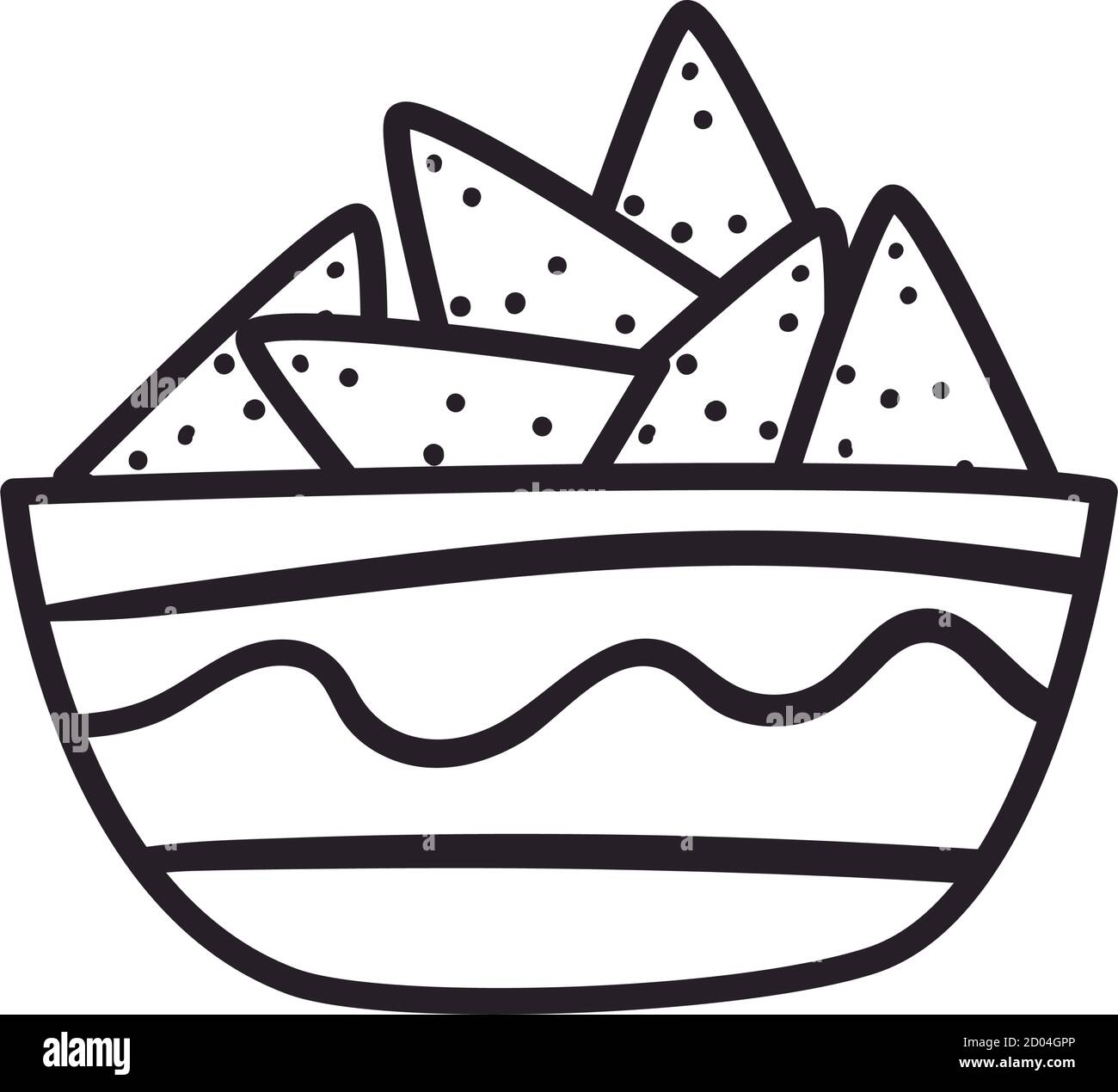 Mexican nachos bowl free form line style icon design, Mexico culture ...