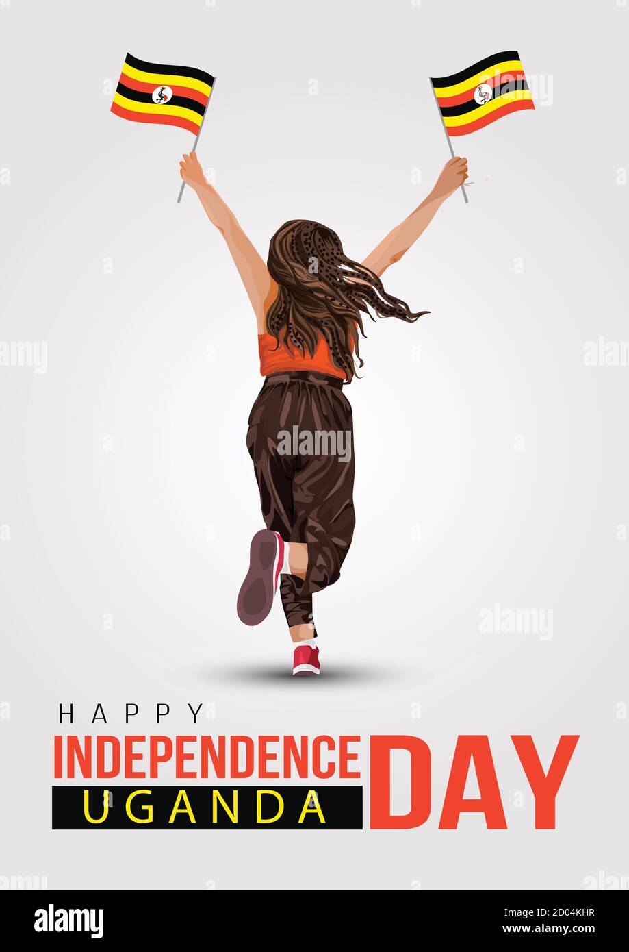 Uganda Happy Independence Day,9th October poster, banner, and use white