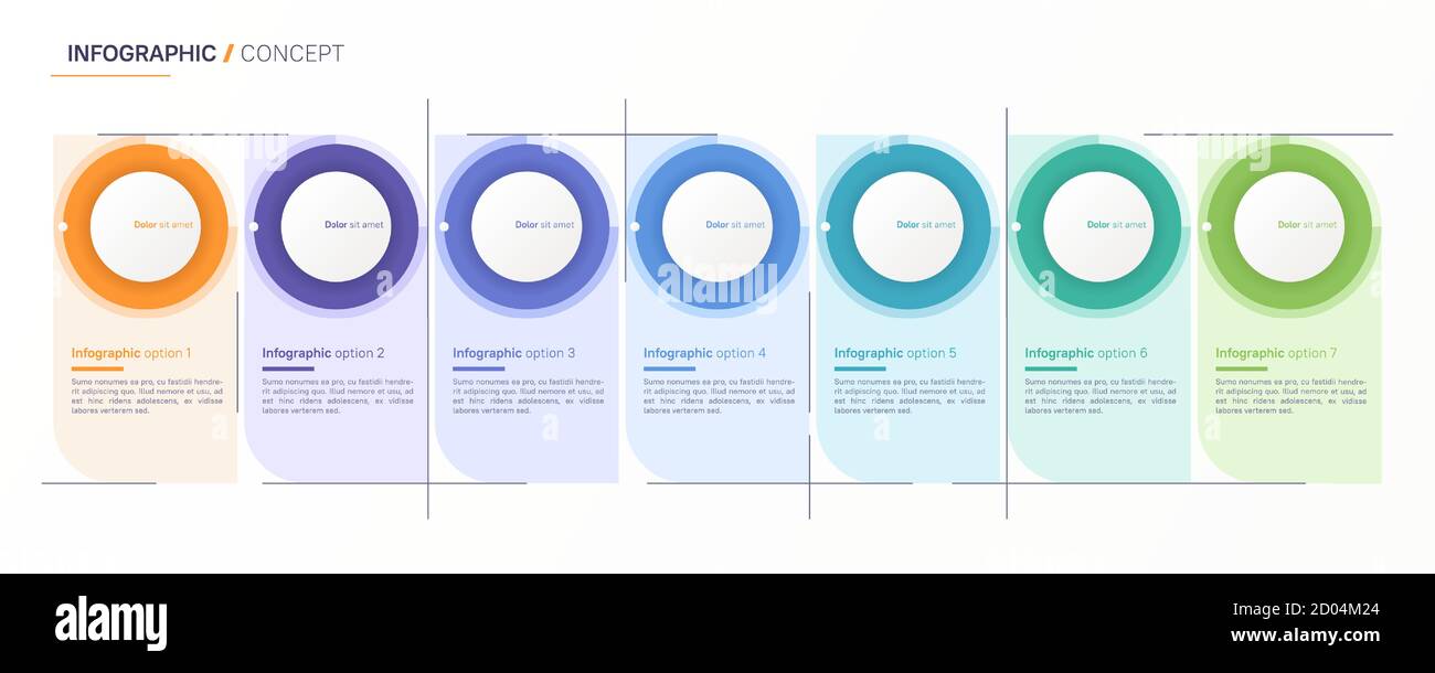 Vector infographic design template. Seven options Stock Vector