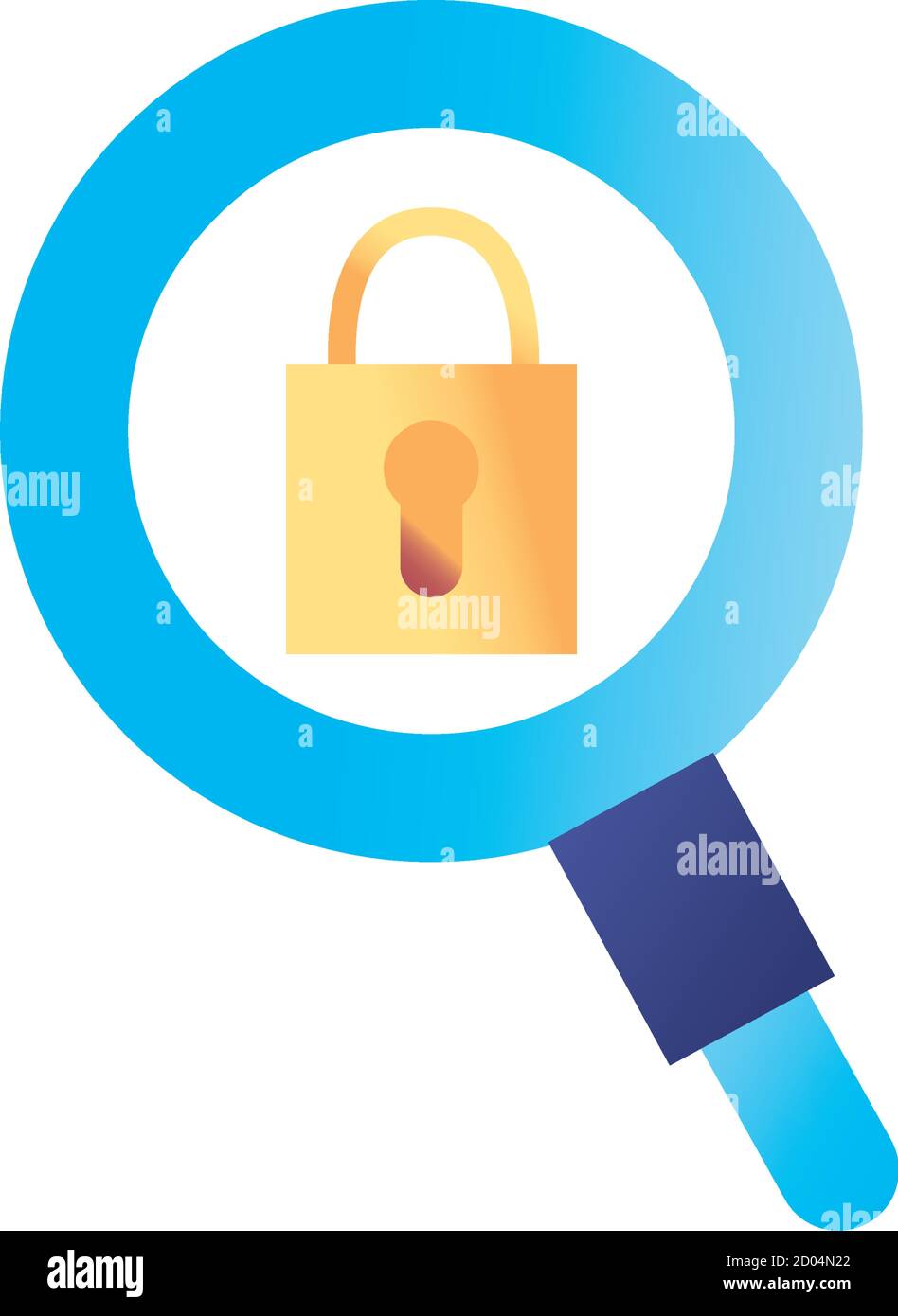 padlock in lupe gradient style icon design, search tool and magnifying ...